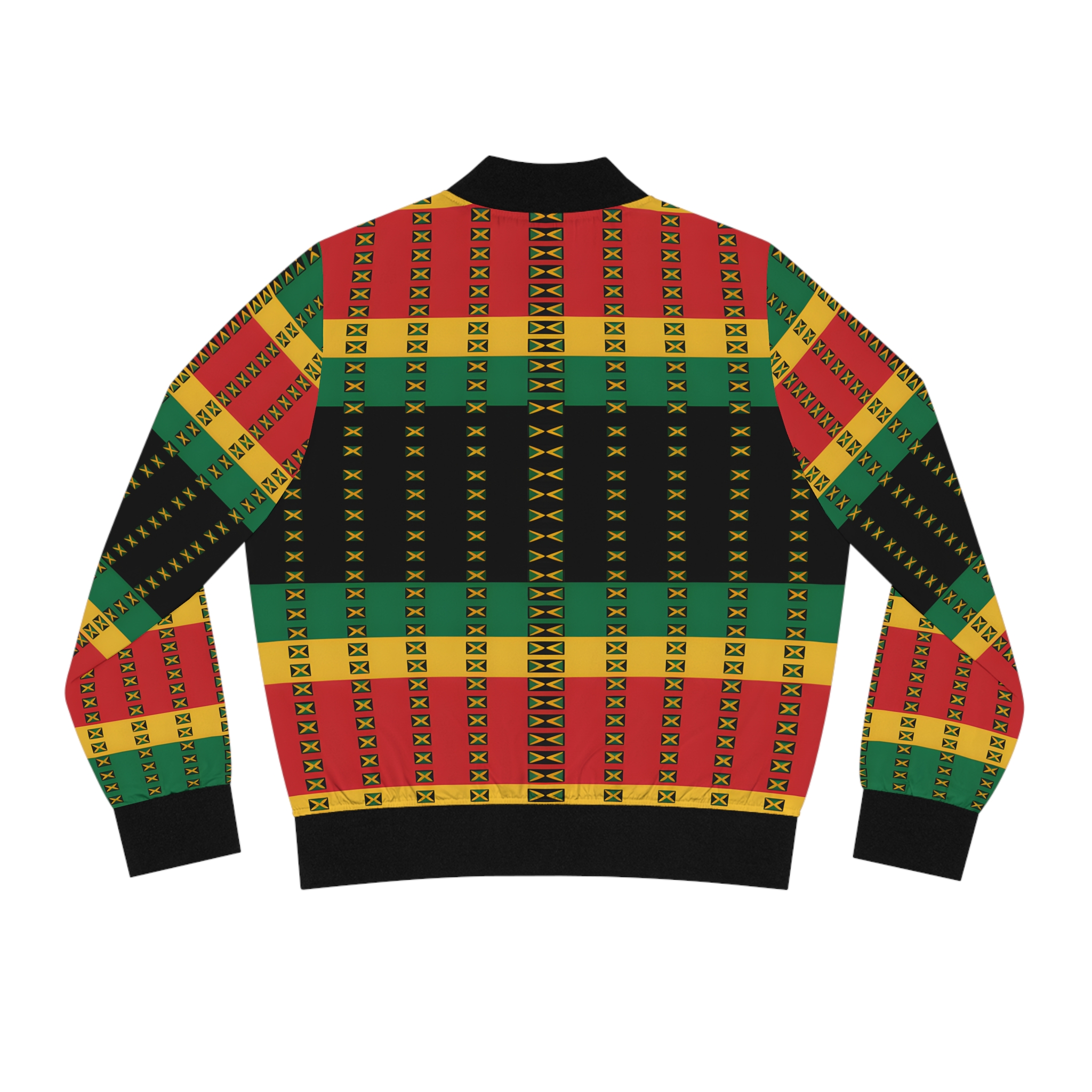 Bomber Jacket — Women-Jamaican Flag Print Flight Jacket-Rasta Colors product thumbnail image Bomber Jacket — Women-Jamaican Flag Print Flight Jacket-Rasta Colors product thumbnail image