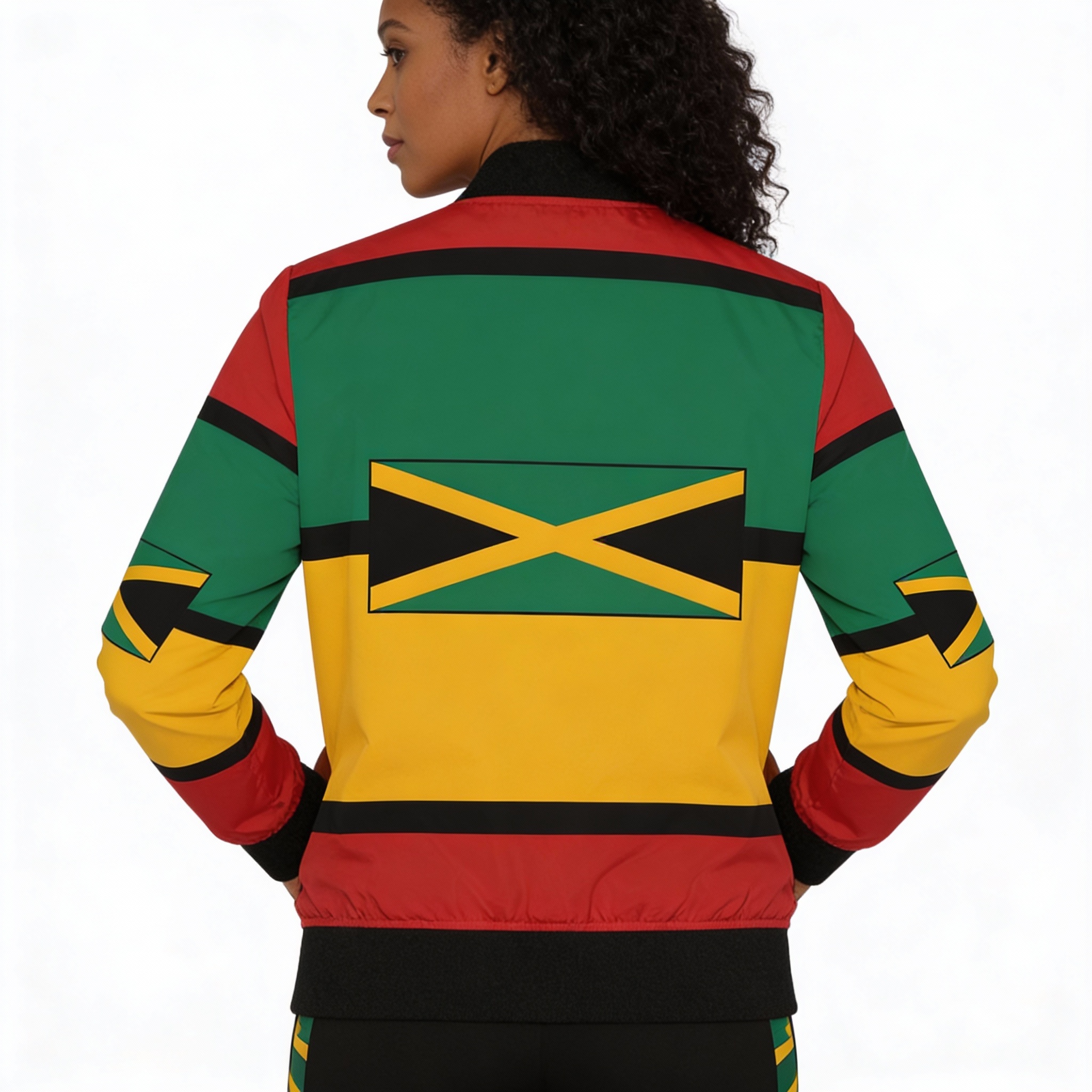 Bomber Jacket-Women's Jamaican Flag Rasta Colors All-Over Print Jacket product thumbnail image
