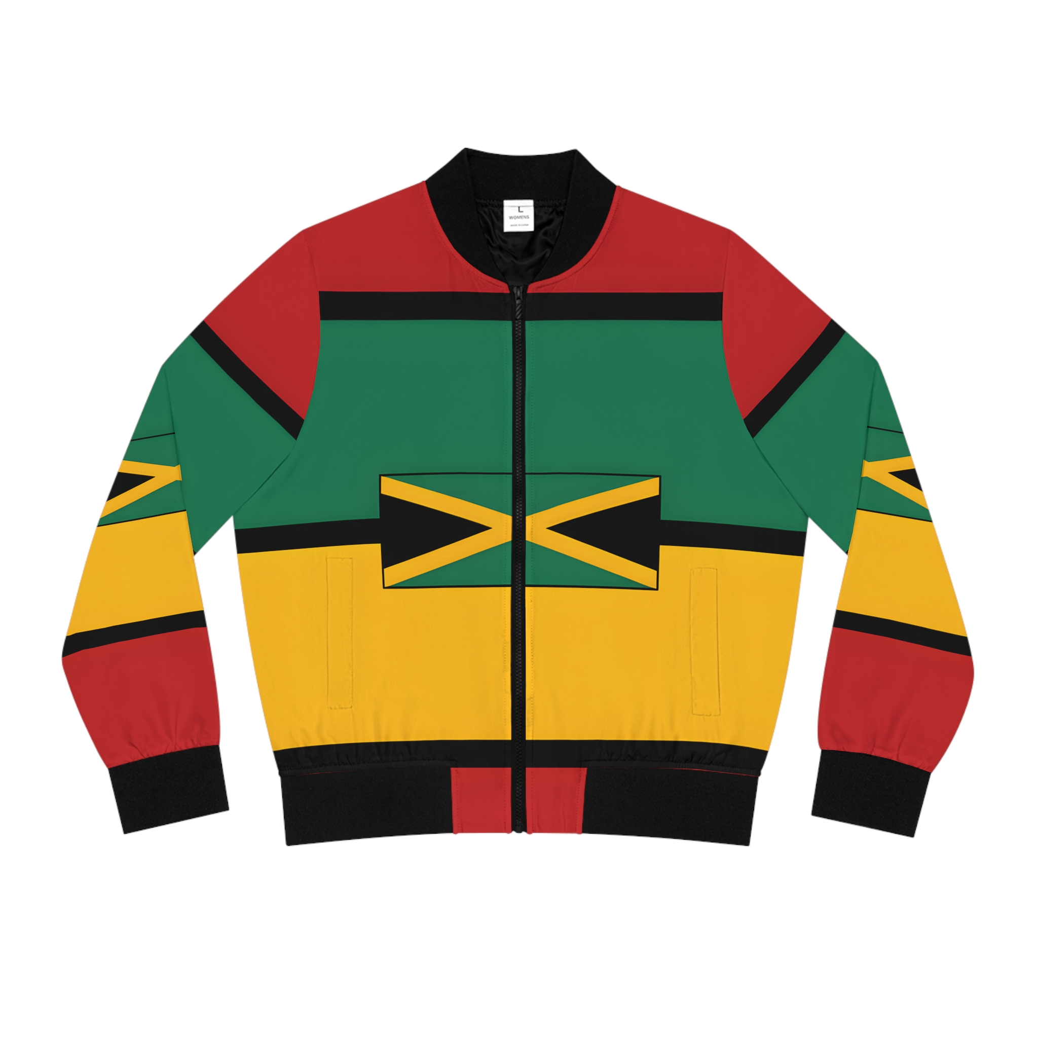 Bomber Jacket-Women's Jamaican Flag Rasta Colors All-Over Print Jacket product thumbnail image