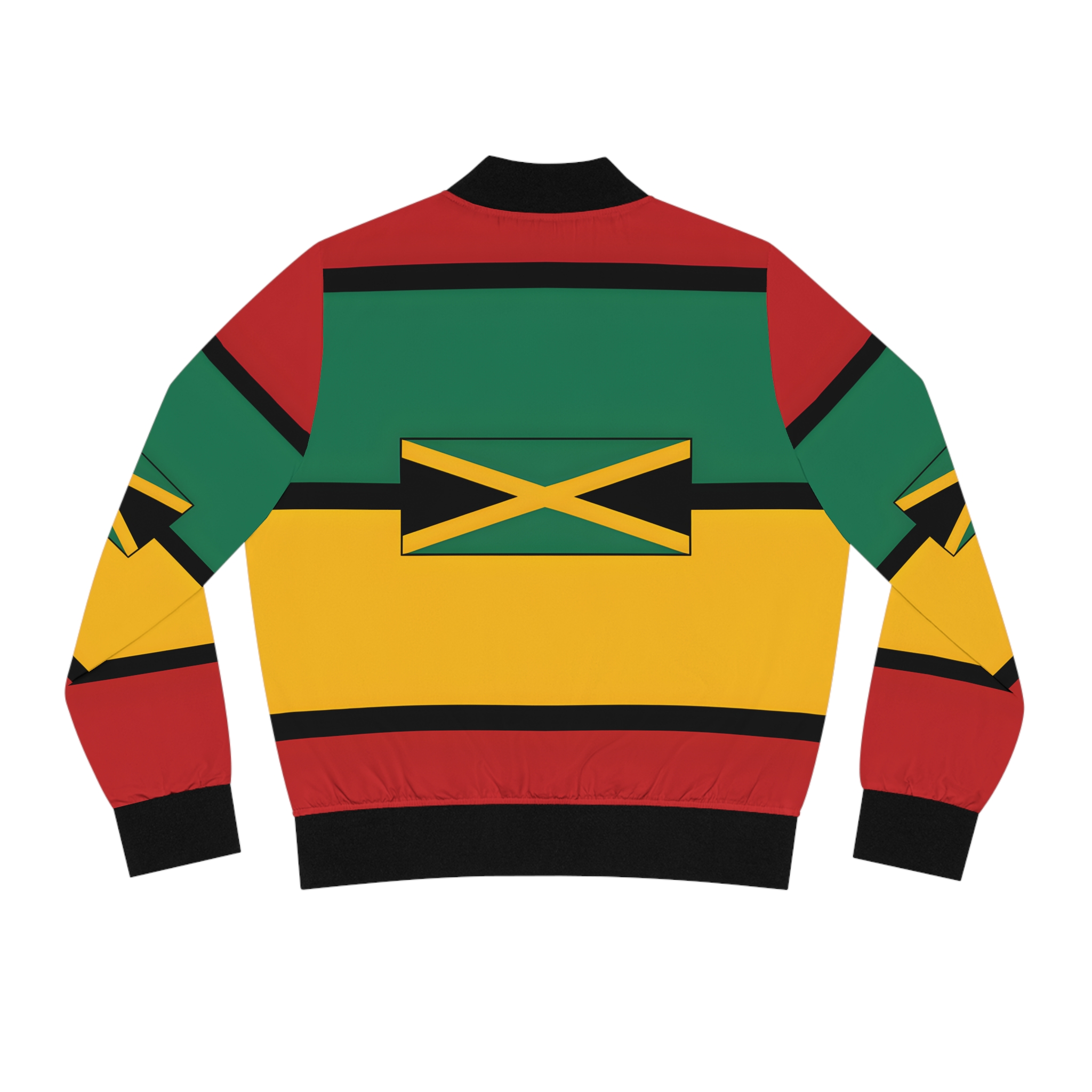 Bomber Jacket-Women's Jamaican Flag Rasta Colors All-Over Print Jacket product thumbnail image Bomber Jacket-Women's Jamaican Flag Rasta Colors All-Over Print Jacket product thumbnail image