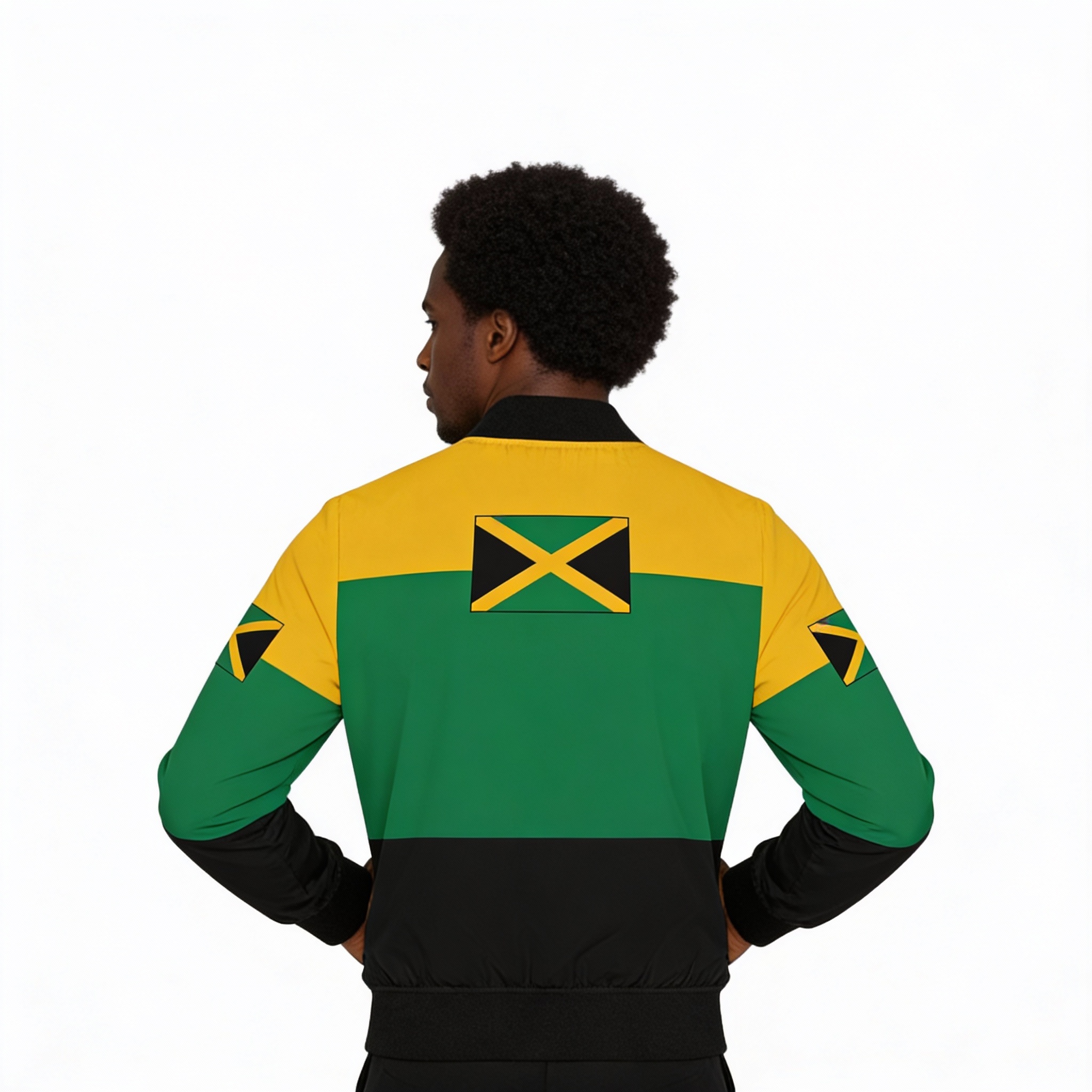 Bomber Jacket-Men's Jamaican Flag – Yellow, Green And Black Outerwear product thumbnail image Bomber Jacket-Men's Jamaican Flag – Yellow, Green And Black Outerwear product thumbnail image