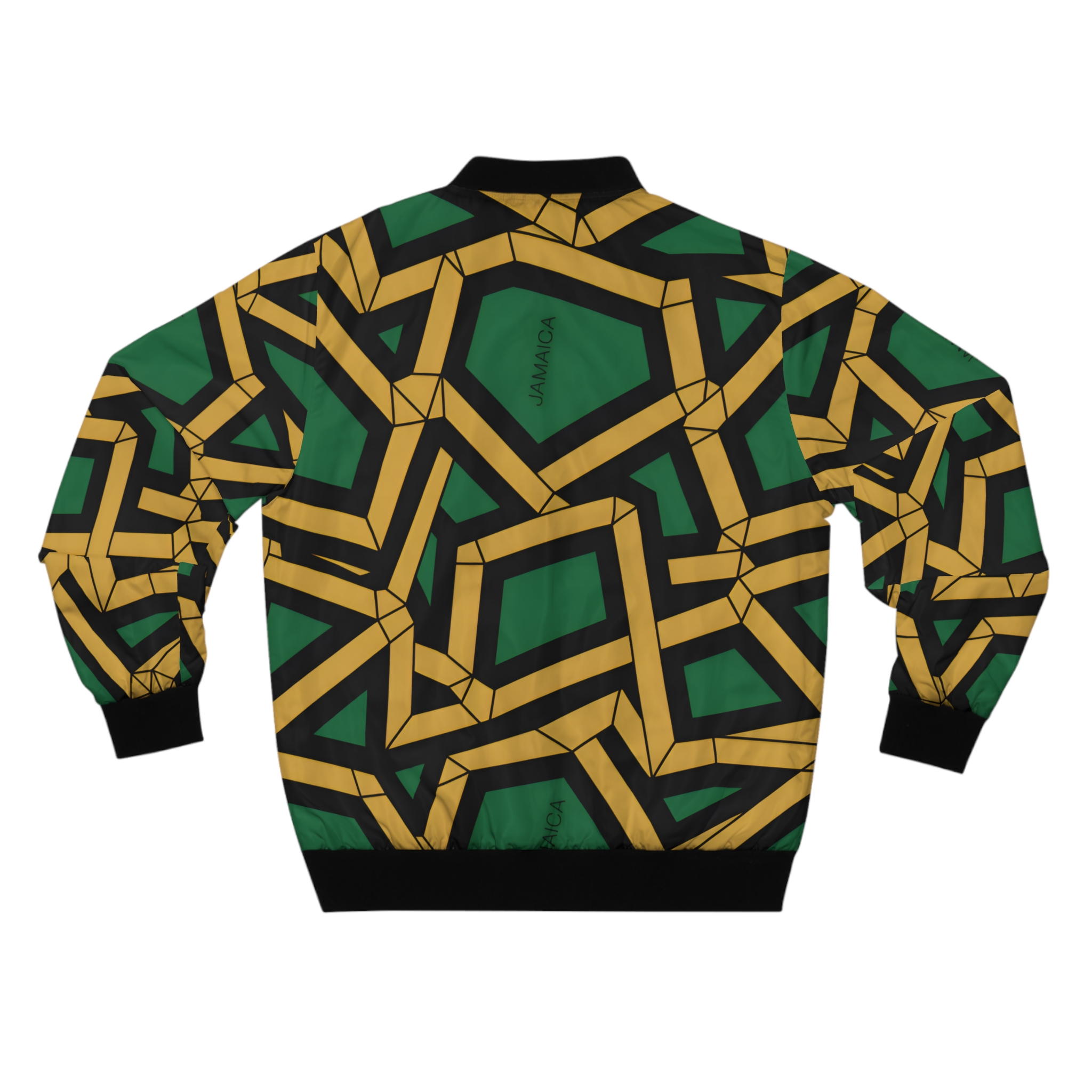 Bomber Jacket-Men Geometric Black, Green &amp; Gold  product thumbnail image