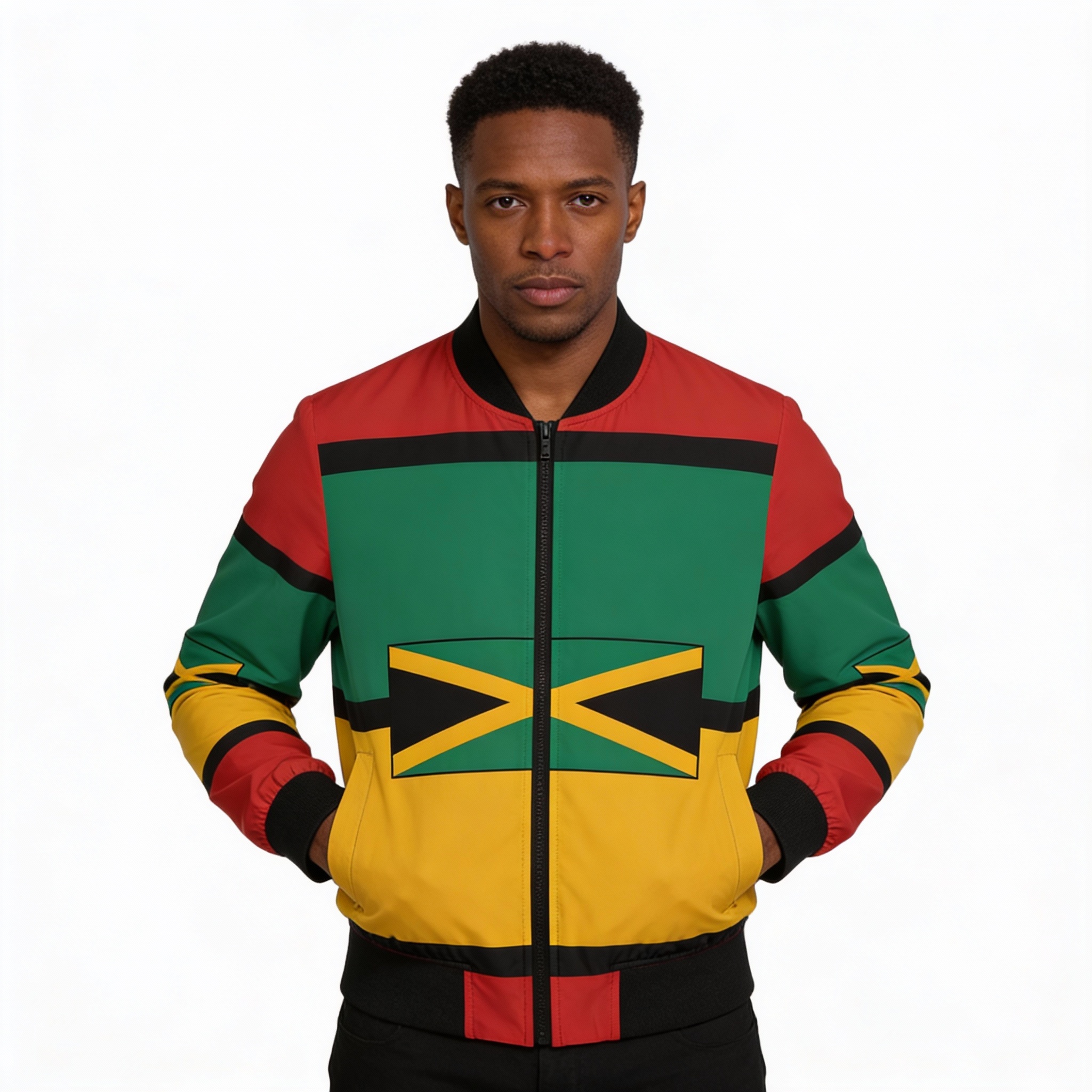 Bomber Jacket - Men's Rasta Colors — Jamaican Flag Inspired Jacket
