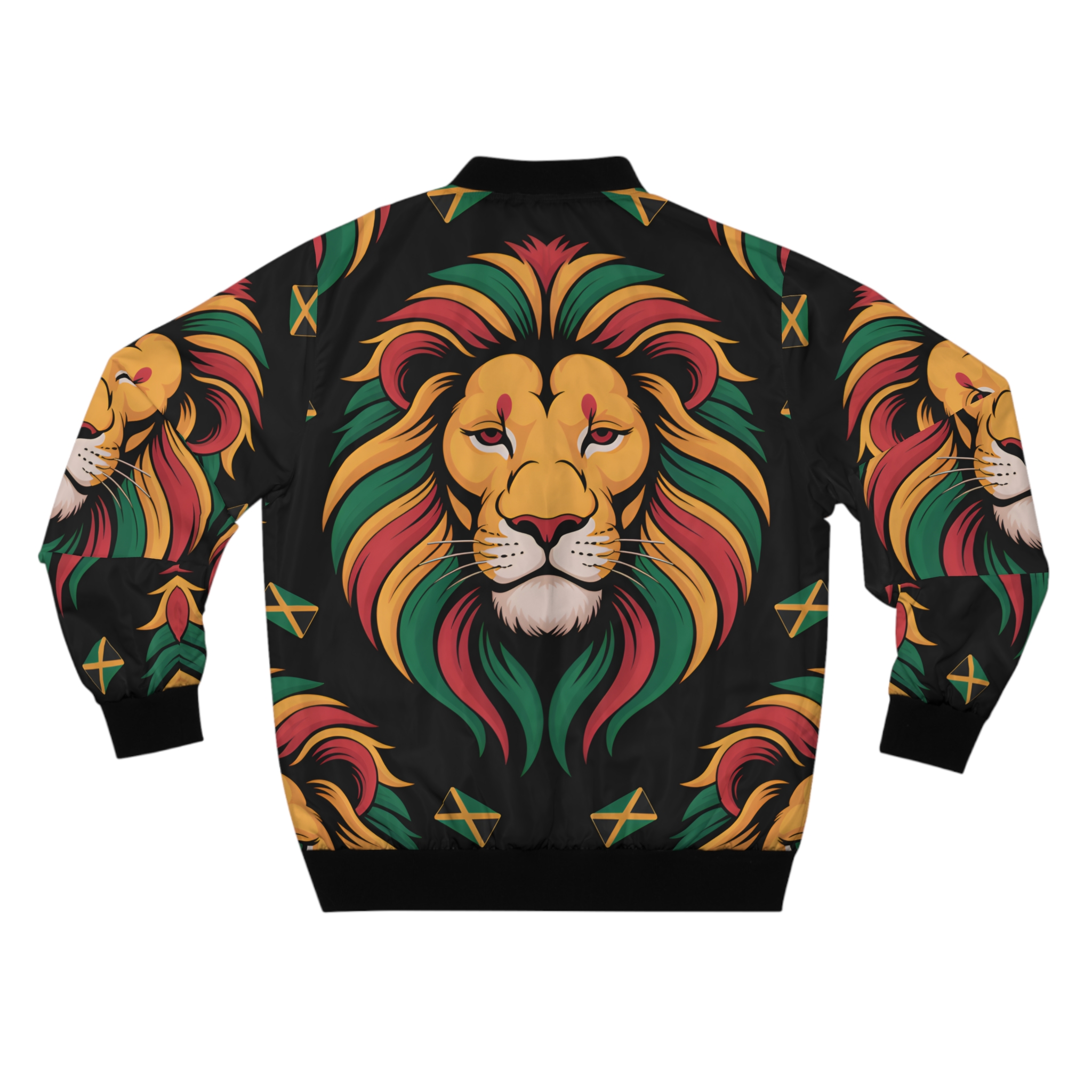 Bomber Jacket-Men Lion Rasta Jamaican Flag Accent Jacket product thumbnail image