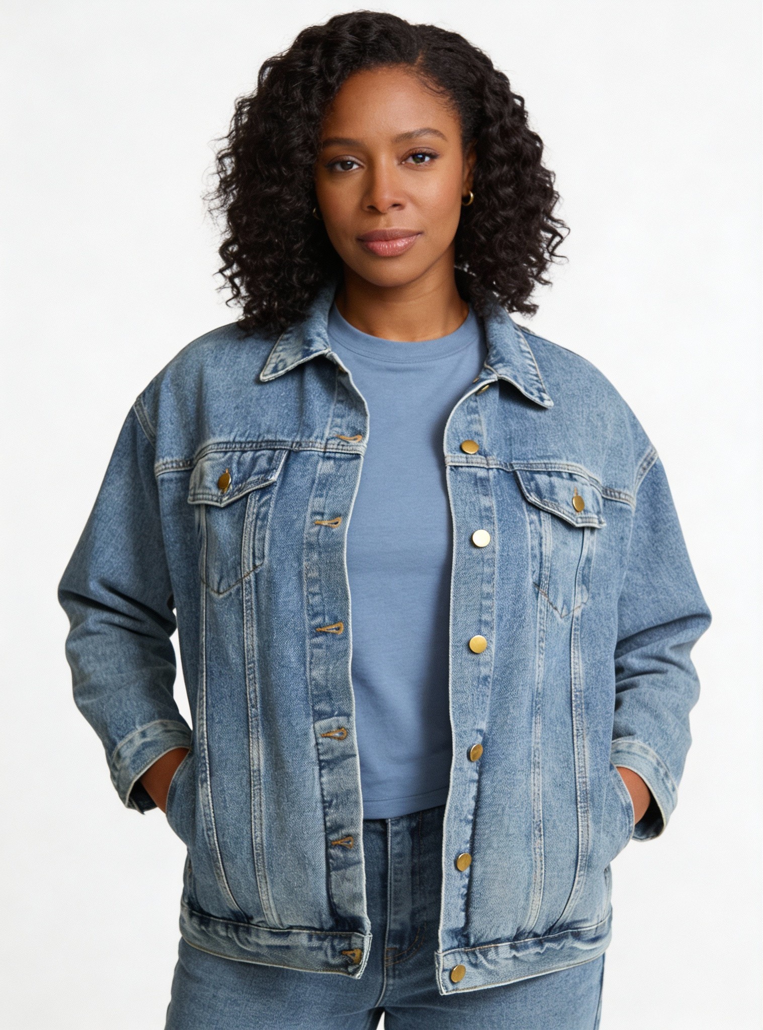 Denim Jacket - Women's Reggae Roots — Jamaican Flag Back Graphic product thumbnail image