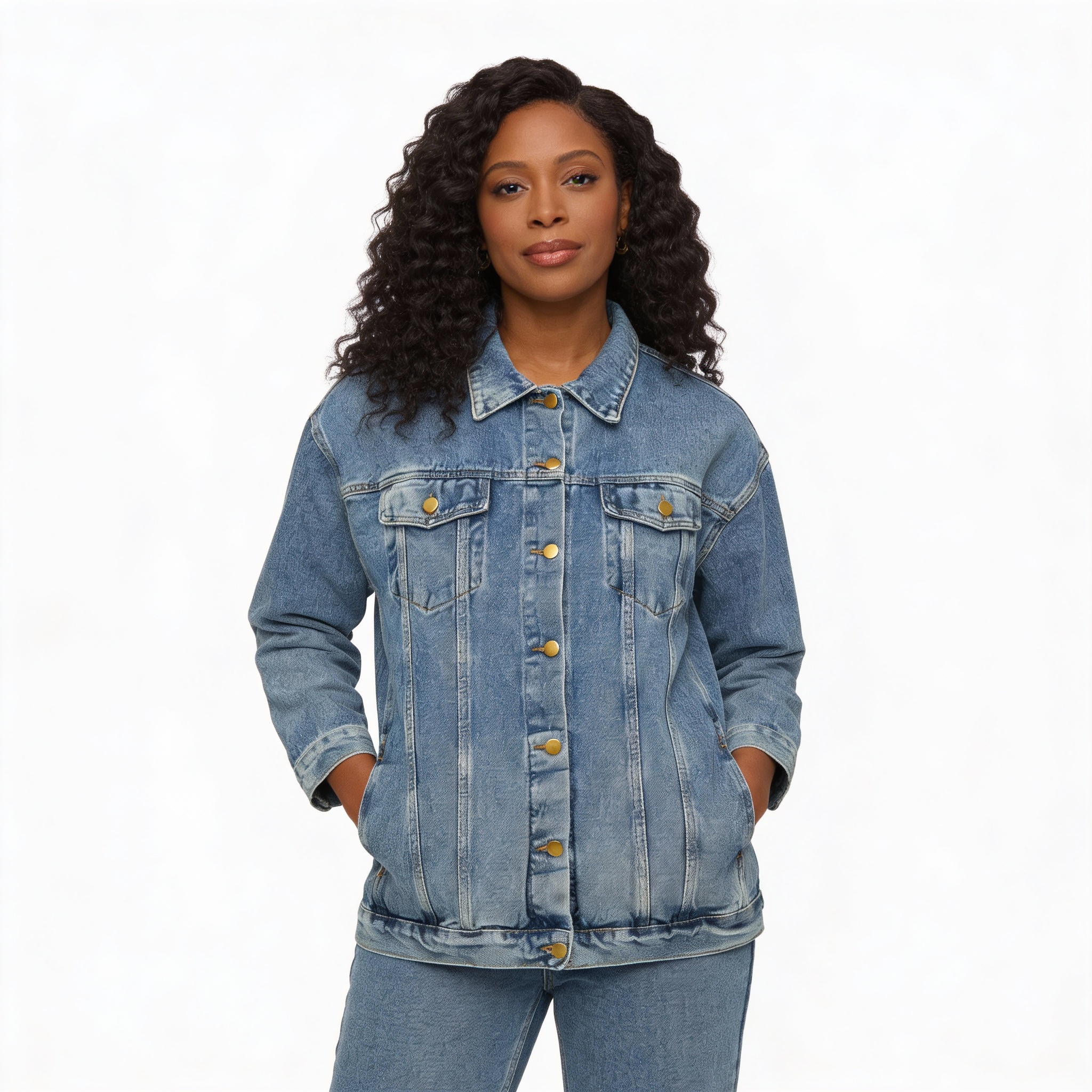 Denim Jacket - Women's Reggae Roots — Jamaican Flag Back Graphic product thumbnail image