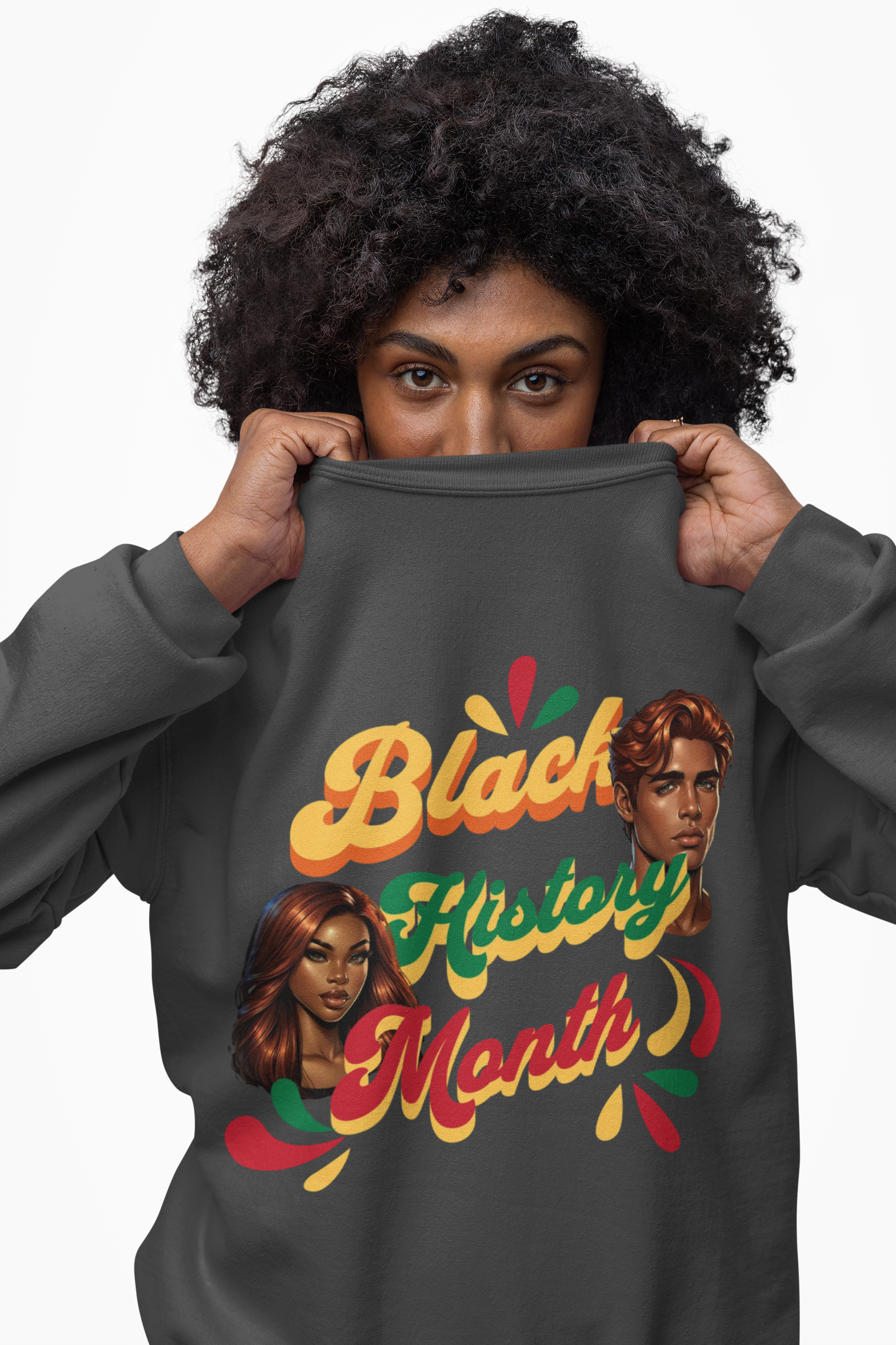 Black History Month Crewneck Sweatshirt | Retro Script, Portrait Accents