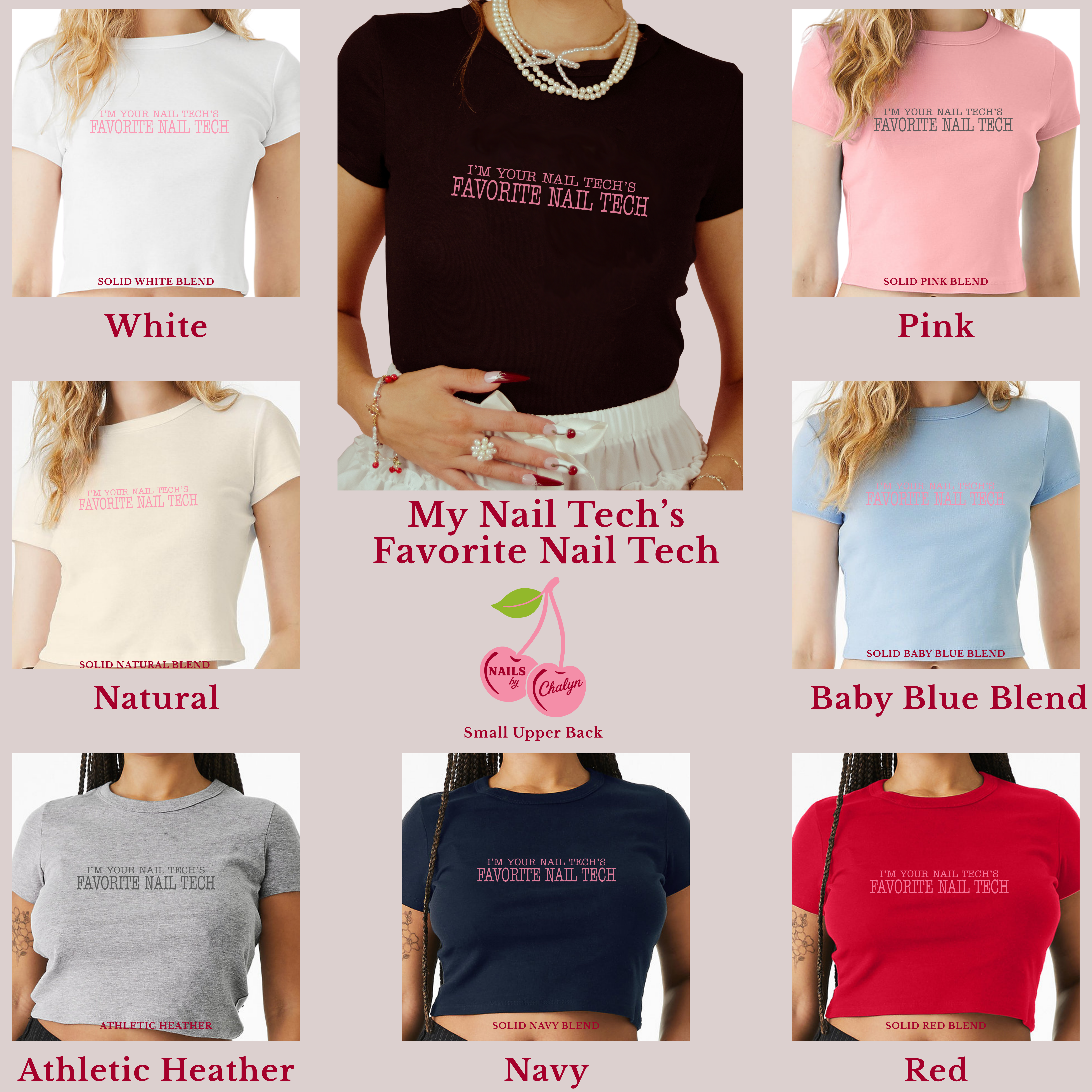 I'm Your Nail Tech's Favorite Nail Tech; Bella & Canvas Baby Tee; High Low Simple Pink Text product thumbnail image I'm Your Nail Tech's Favorite Nail Tech; Bella & Canvas Baby Tee; High Low Simple Pink Text product thumbnail image