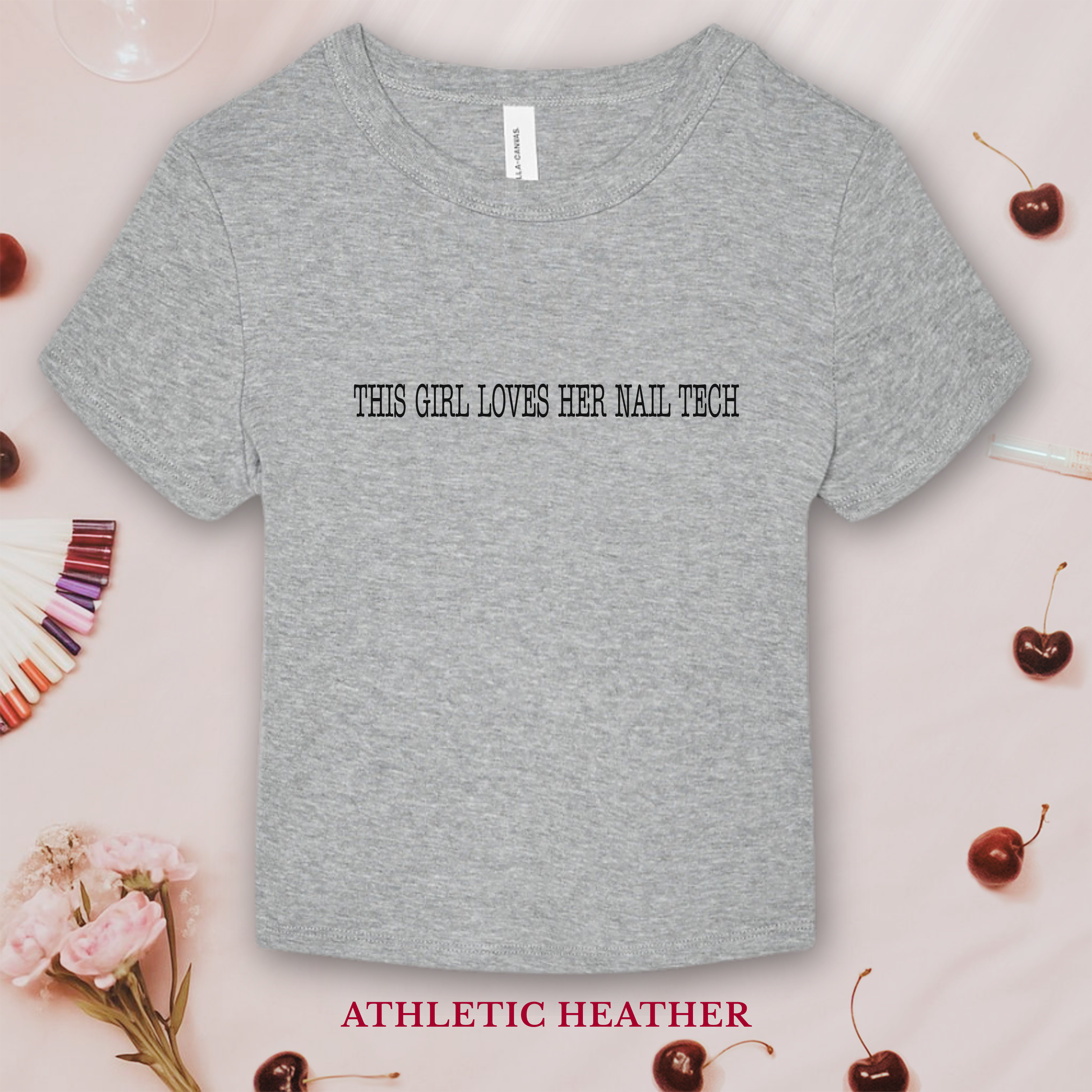 This Girl Loves Her Nail Tech Simple Typewriter Bella & Canvas Baby Tee product thumbnail image This Girl Loves Her Nail Tech Simple Typewriter Bella & Canvas Baby Tee product thumbnail image