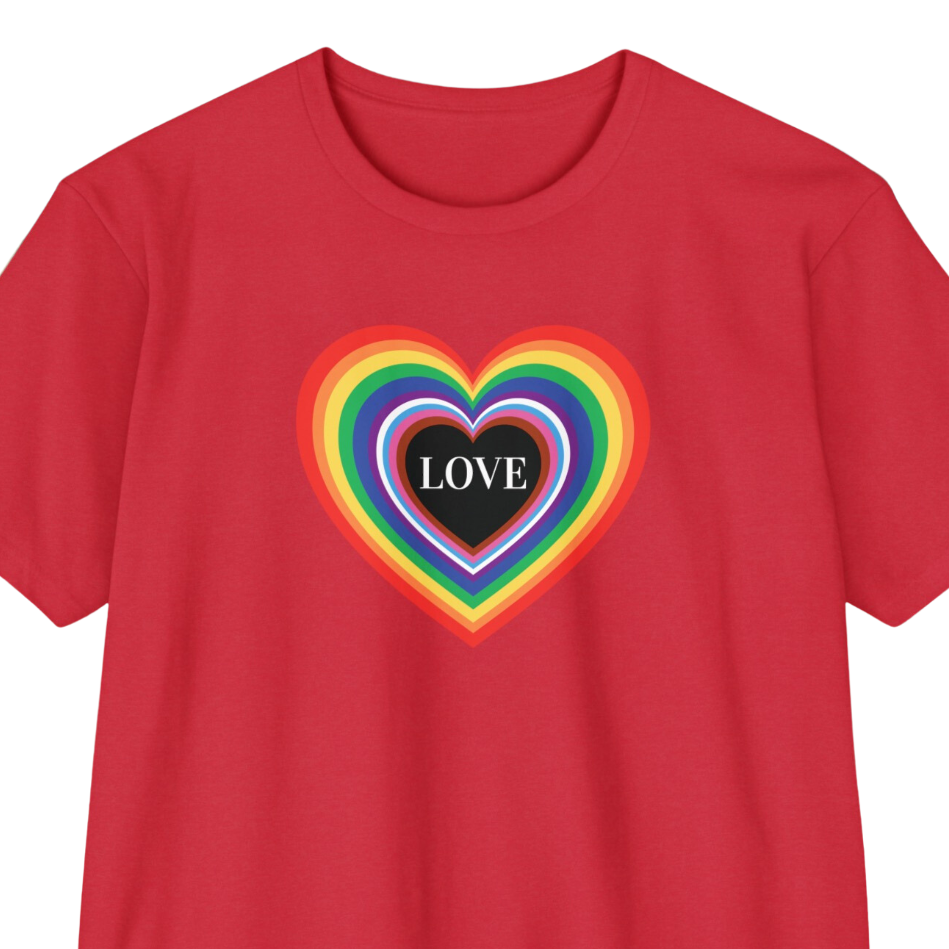 Progressive Rainbow Heart "LOVE" Unisex T-Shirt product thumbnail image