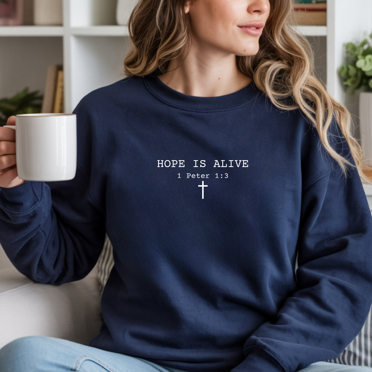 Hope is Alive Embroidered Gildan Unisex Crewneck Sweatshirt | Christian Gift | product thumbnail image