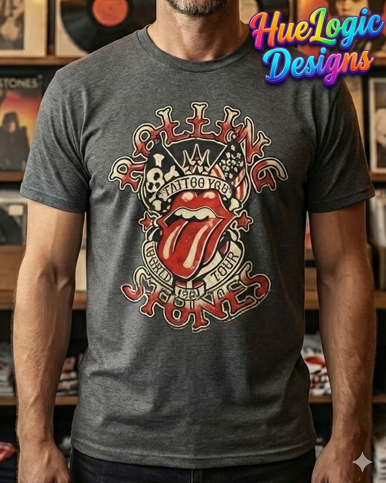 Rolling Stones Tattoo You Tour 1981 tongue logo Tee  rock -shirt