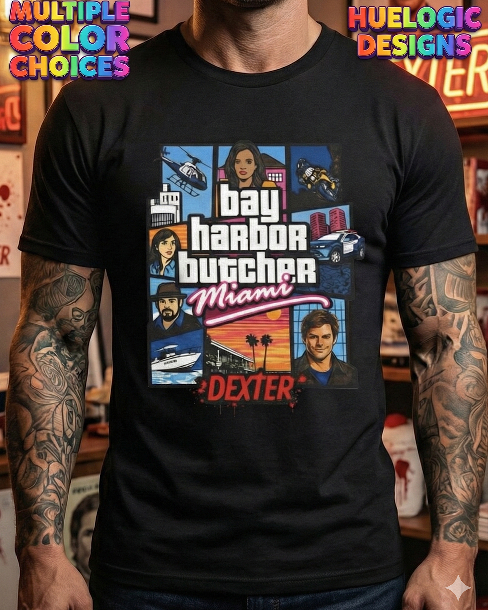 Dexter Morgan Bay Harbor Butcher Miami Shirt | TV Serial Killer Graphic Tee product thumbnail image Dexter Morgan Bay Harbor Butcher Miami Shirt | TV Serial Killer Graphic Tee product thumbnail image