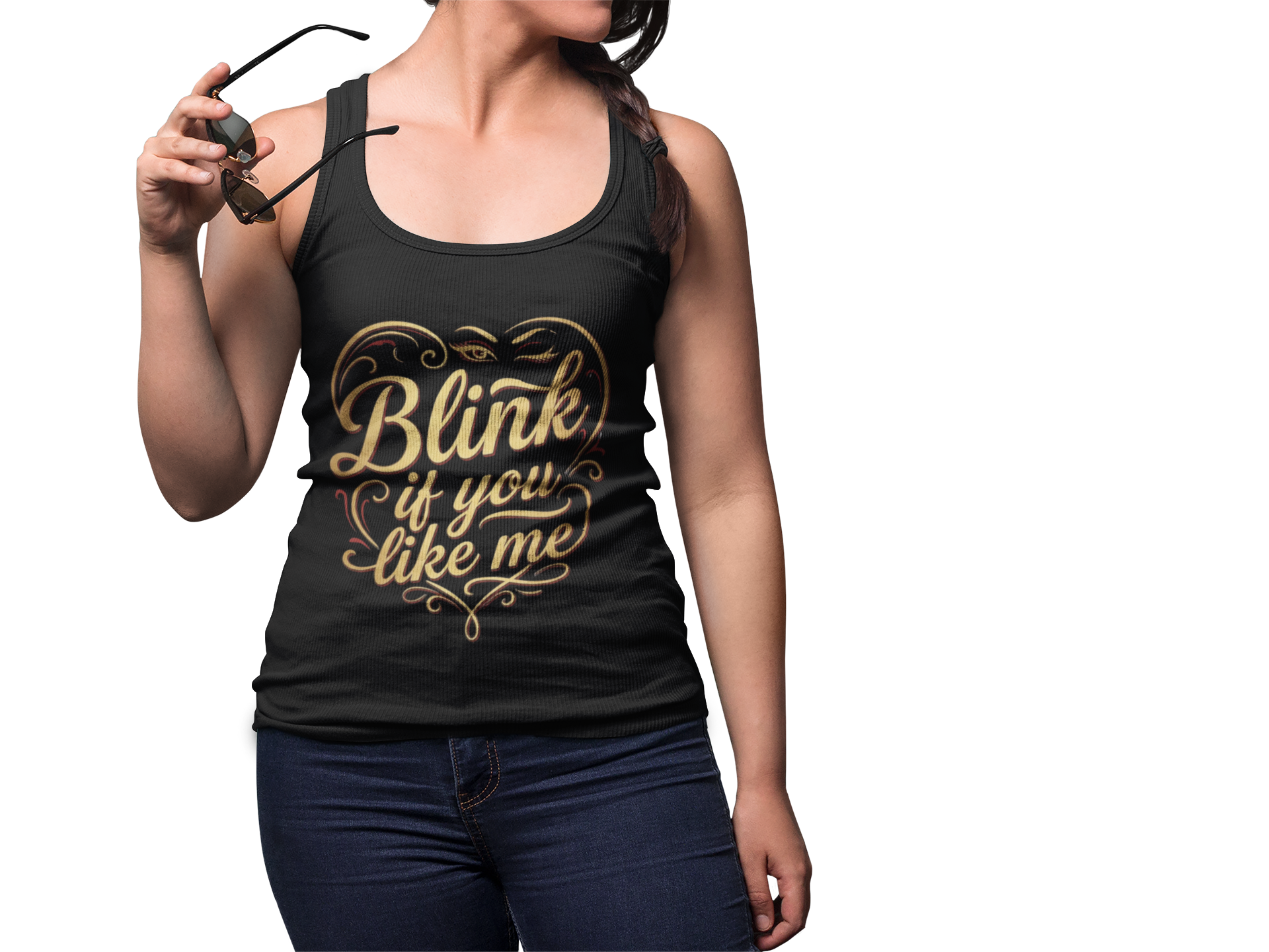 Blink If You Like Me Racerback Tank, Flirty Dating Graphic product thumbnail image Blink If You Like Me Racerback Tank, Flirty Dating Graphic product thumbnail image