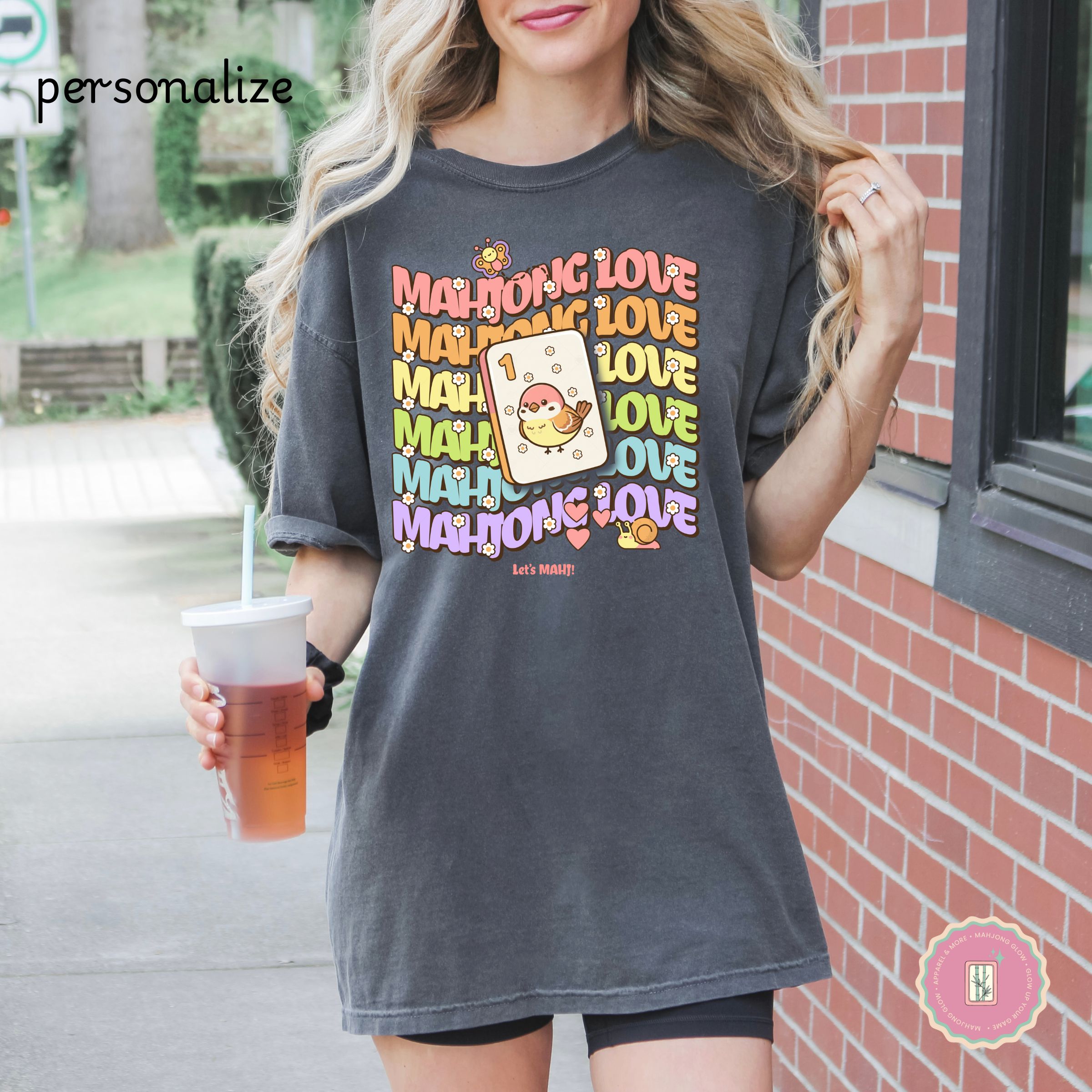 Personalize Mahjong Love T-Shirt — Cute Retro Bird Bam Tile Graphic Tee product thumbnail image Personalize Mahjong Love T-Shirt — Cute Retro Bird Bam Tile Graphic Tee product thumbnail image