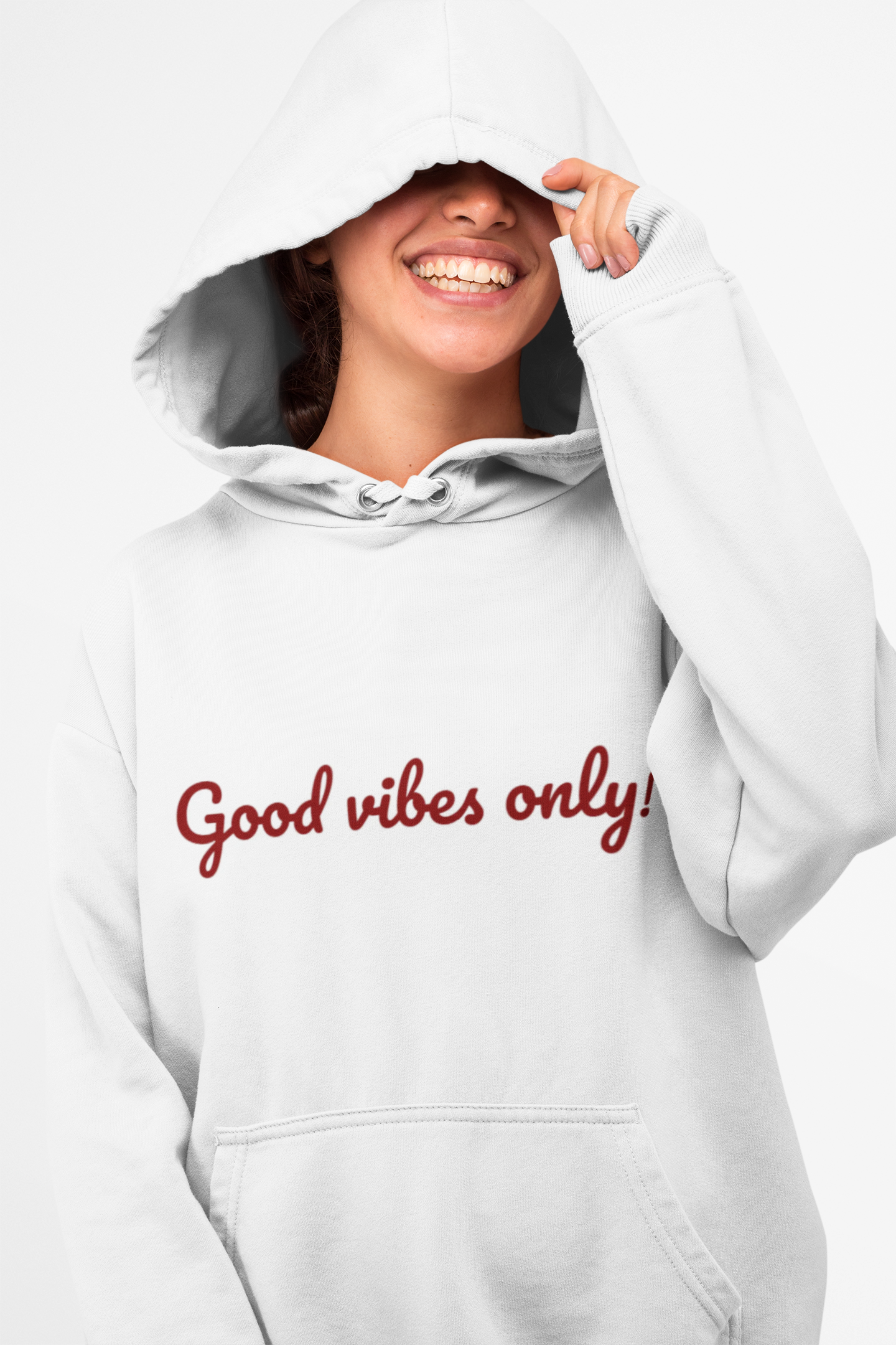 Inspirational Cool Three-Panel Fleece Hoodie-Good vibes only!