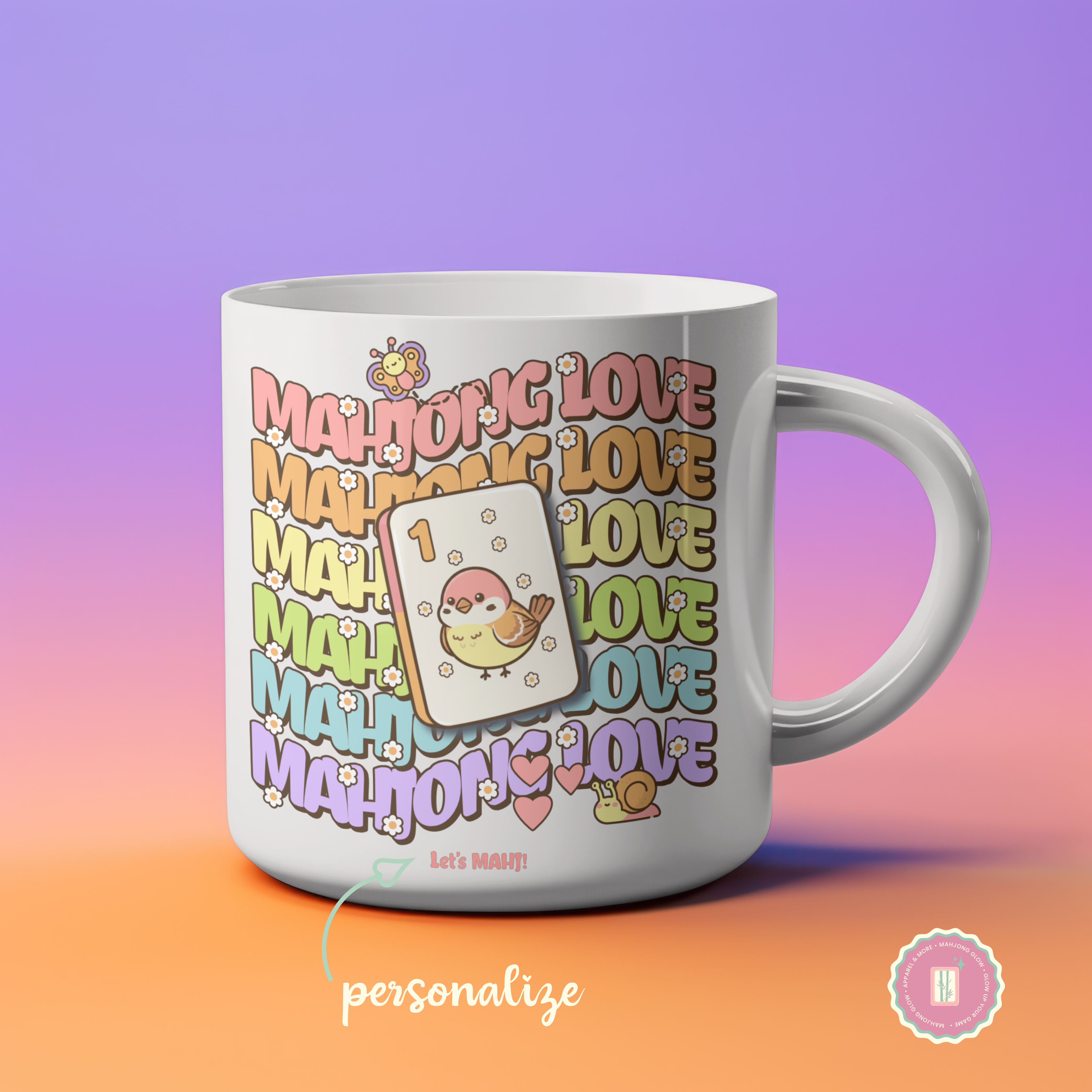 Personalize Mahjong Love Bird Bam Mug – Retro Kawaii Mahjong Coffee Cup, 11 oz & 15 oz product thumbnail image Personalize Mahjong Love Bird Bam Mug – Retro Kawaii Mahjong Coffee Cup, 11 oz & 15 oz product thumbnail image
