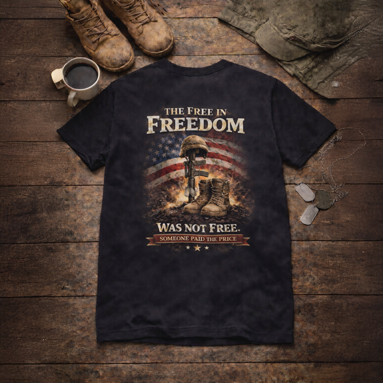 "The Free in Freedom was not Free. Someone Paid The Price" Shirt (Back Design) - 20% OFF Only For The Next 100 Orders! product thumbnail image "The Free in Freedom was not Free. Someone Paid The Price" Shirt (Back Design) - 20% OFF Only For The Next 100 Orders! product thumbnail image