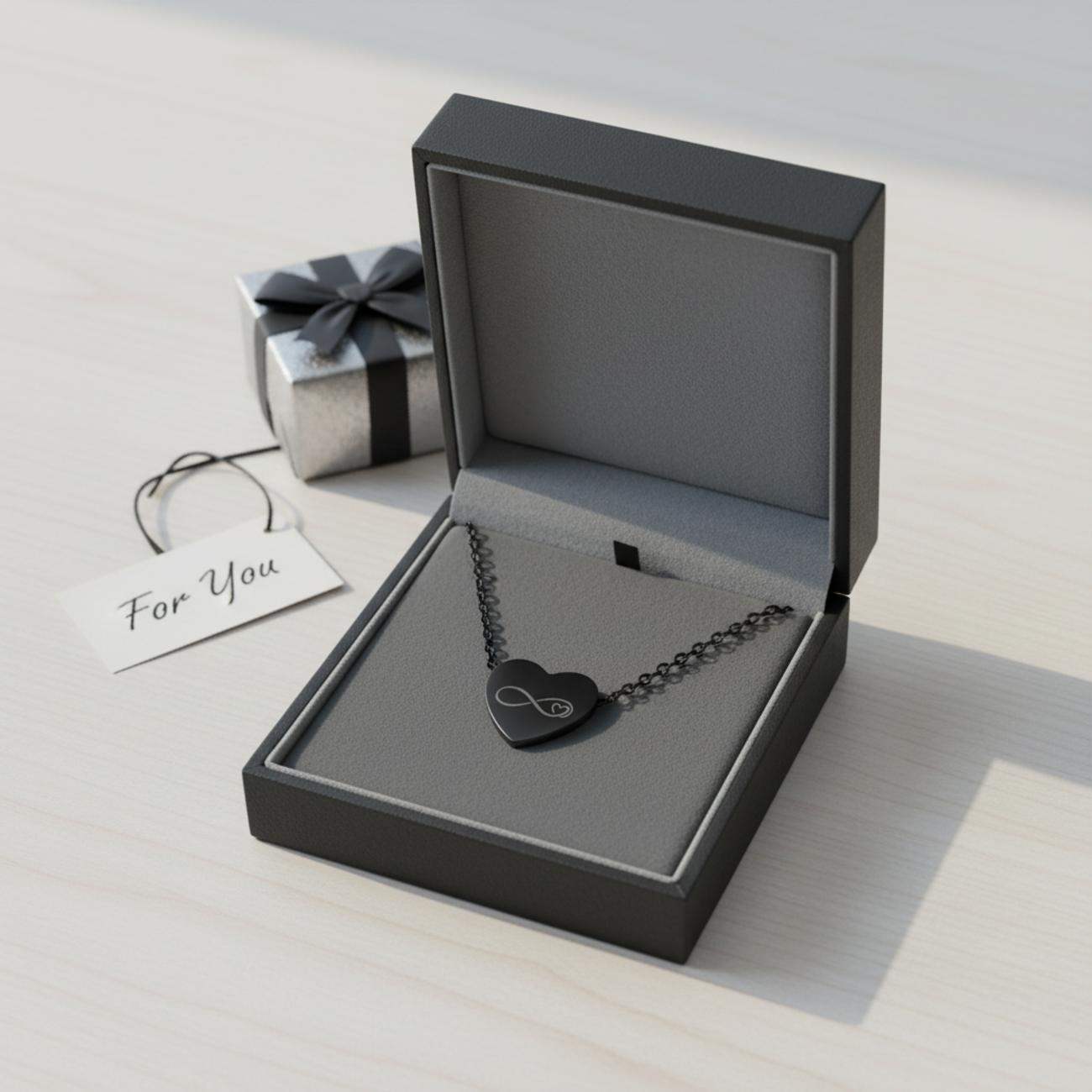 Engravable Heart Necklace with Infinity & Heart Symbol – Personalized Gift for Her product thumbnail image Engravable Heart Necklace with Infinity & Heart Symbol – Personalized Gift for Her product thumbnail image