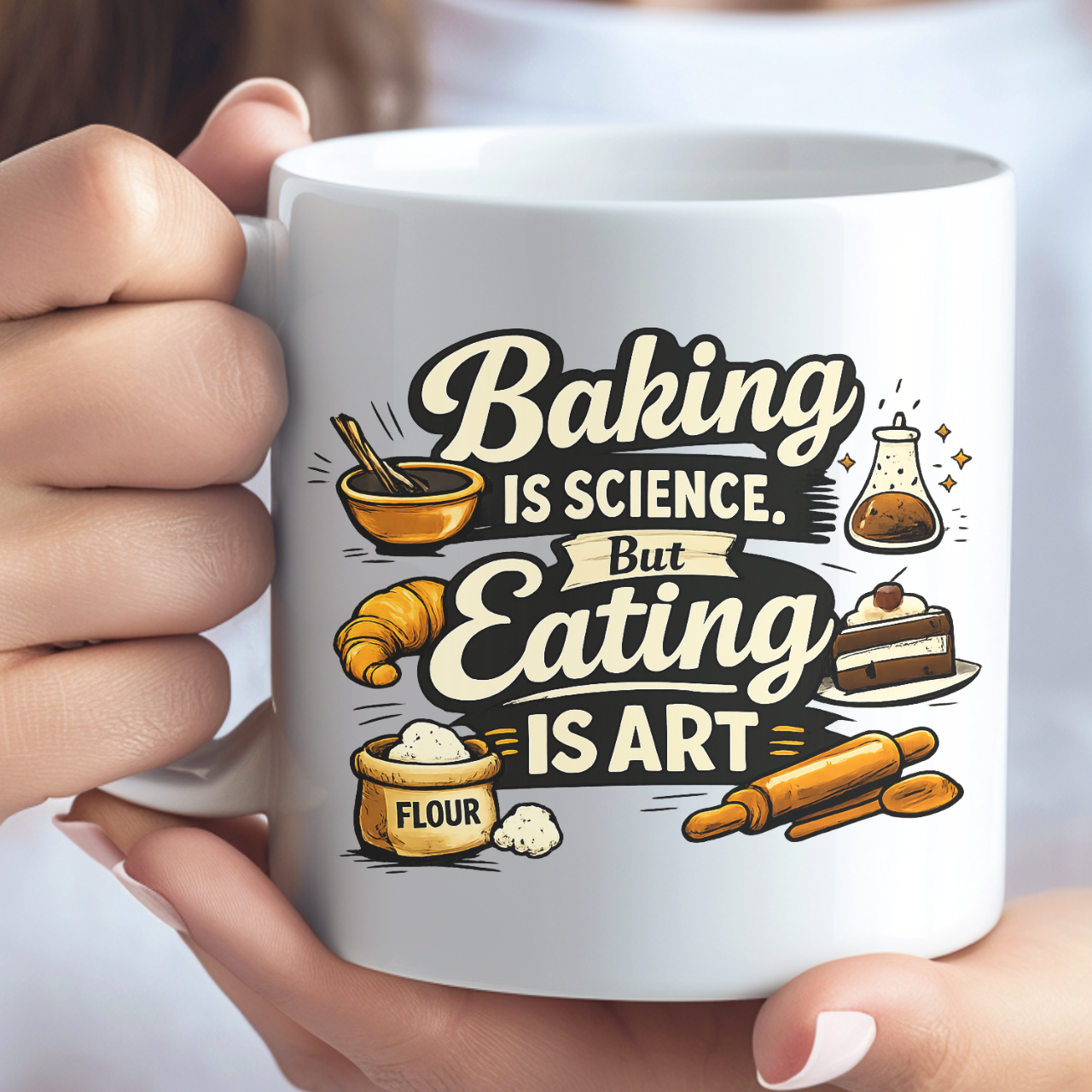 Baking Is Science, Eating Is Art Ceramic Mug — 11oz Coffee Cup product thumbnail image