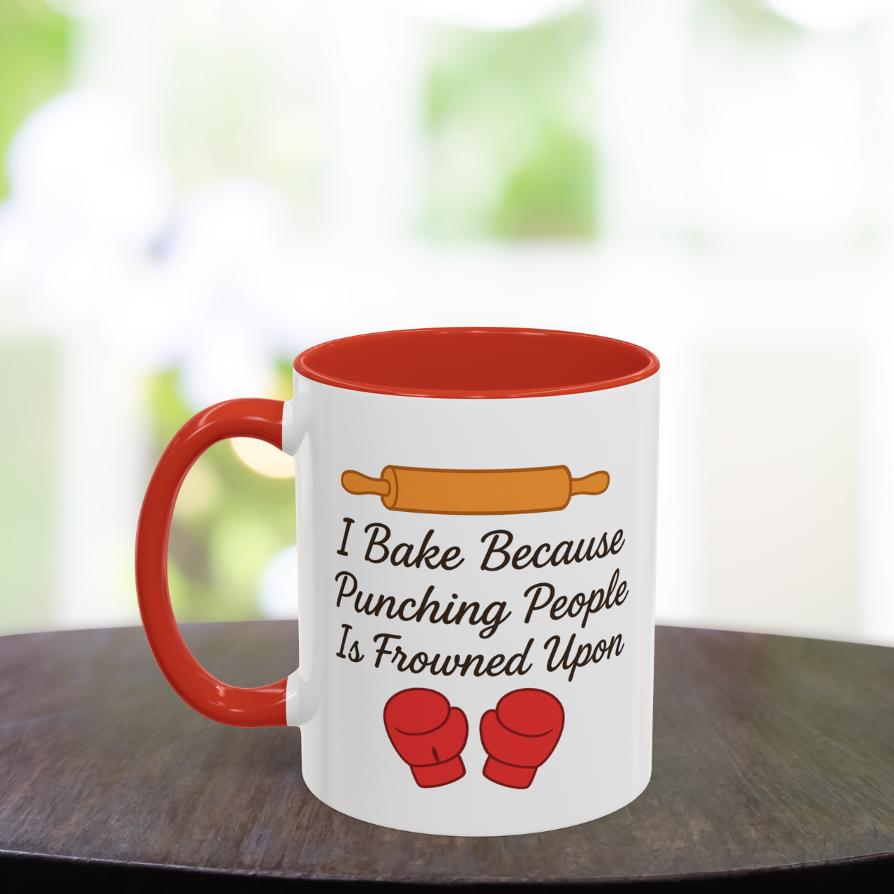 Baker's Calm Mug — Funny Red Boxing Gloves &amp; Rolling Pin Coffee Mug (11oz) product thumbnail image