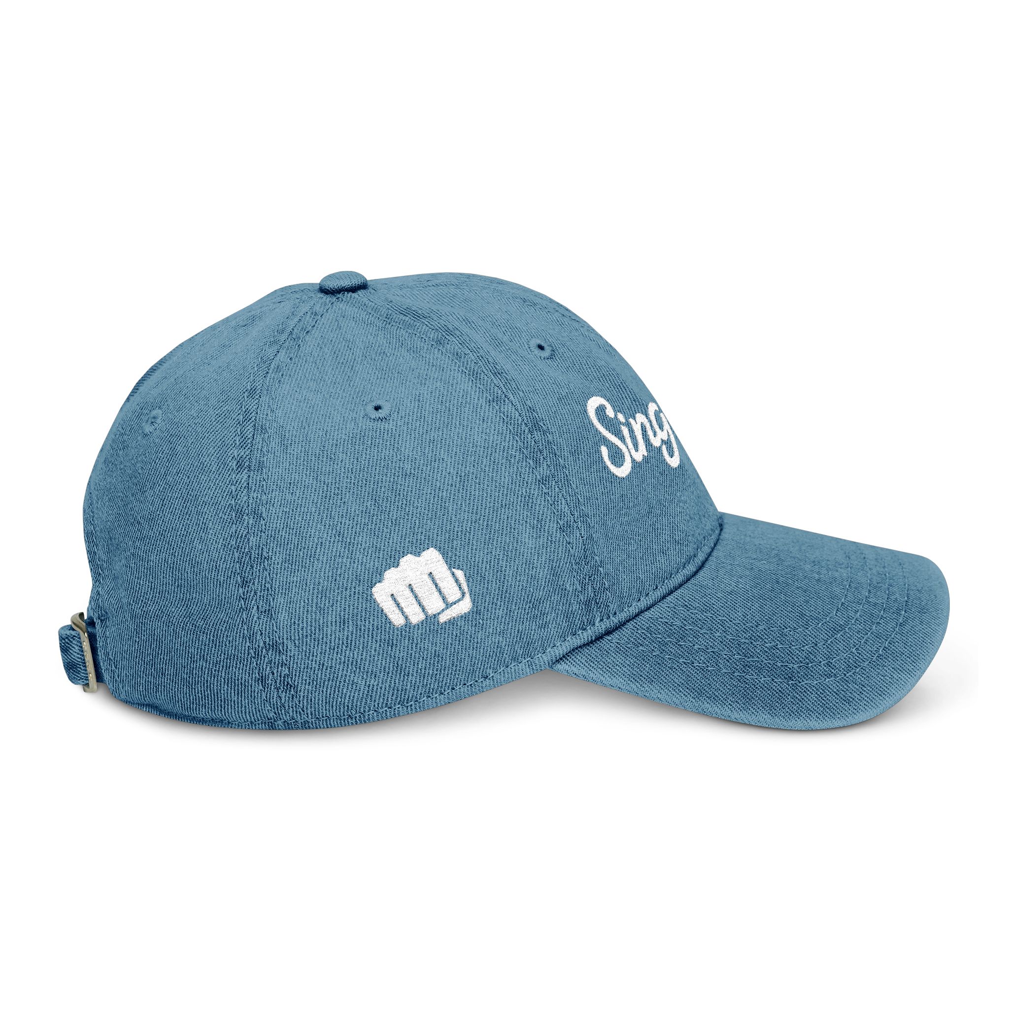 Singles Club Embroidered Denim Hat, Fist symbol on right side product thumbnail image