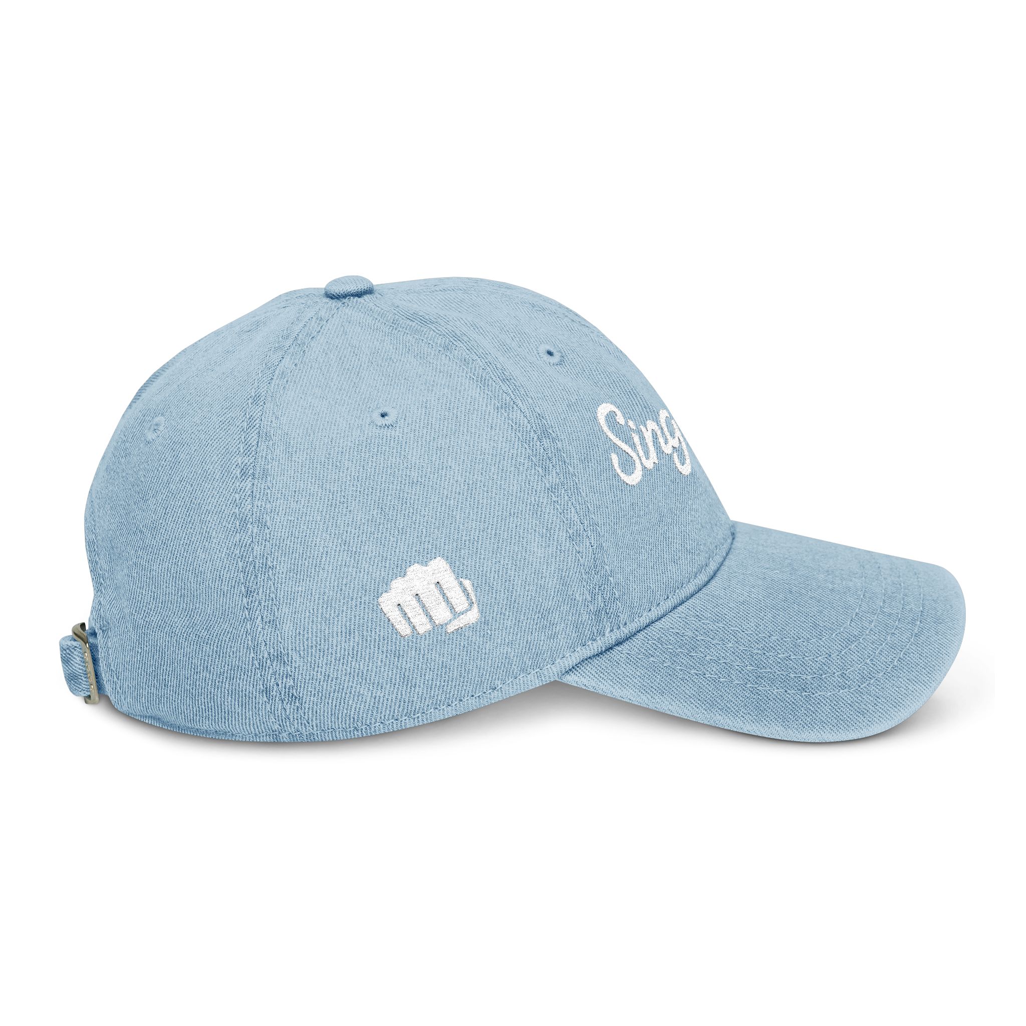 Singles Club Embroidered Denim Hat, Fist symbol on right side product thumbnail image