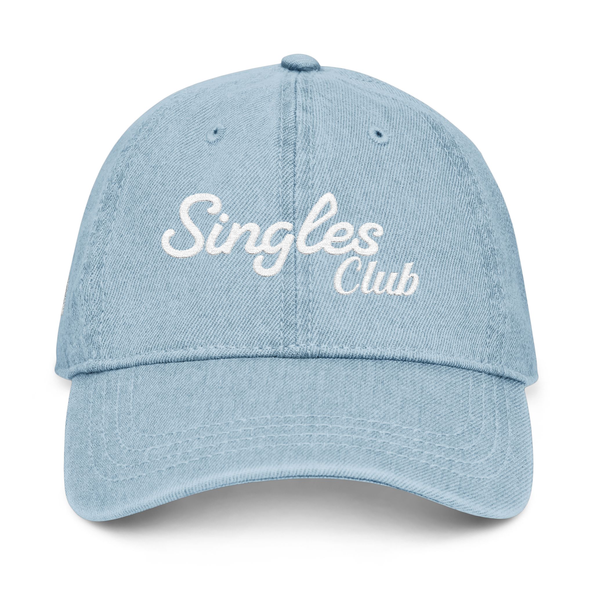 Singles Club Embroidered Denim Hat, Fist symbol on right side product thumbnail image Singles Club Embroidered Denim Hat, Fist symbol on right side product thumbnail image