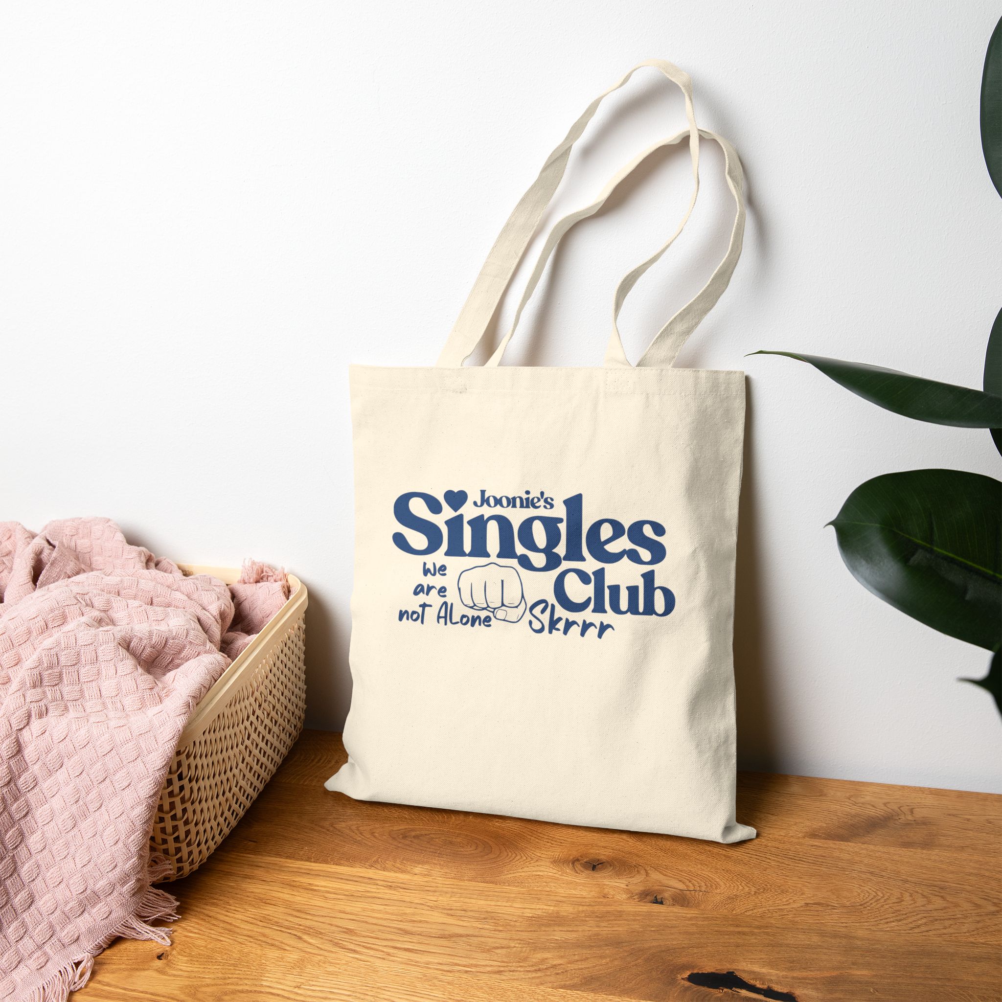 Singles Club Cotton Canvas Tote Bag, Printed on FRONT product thumbnail image
