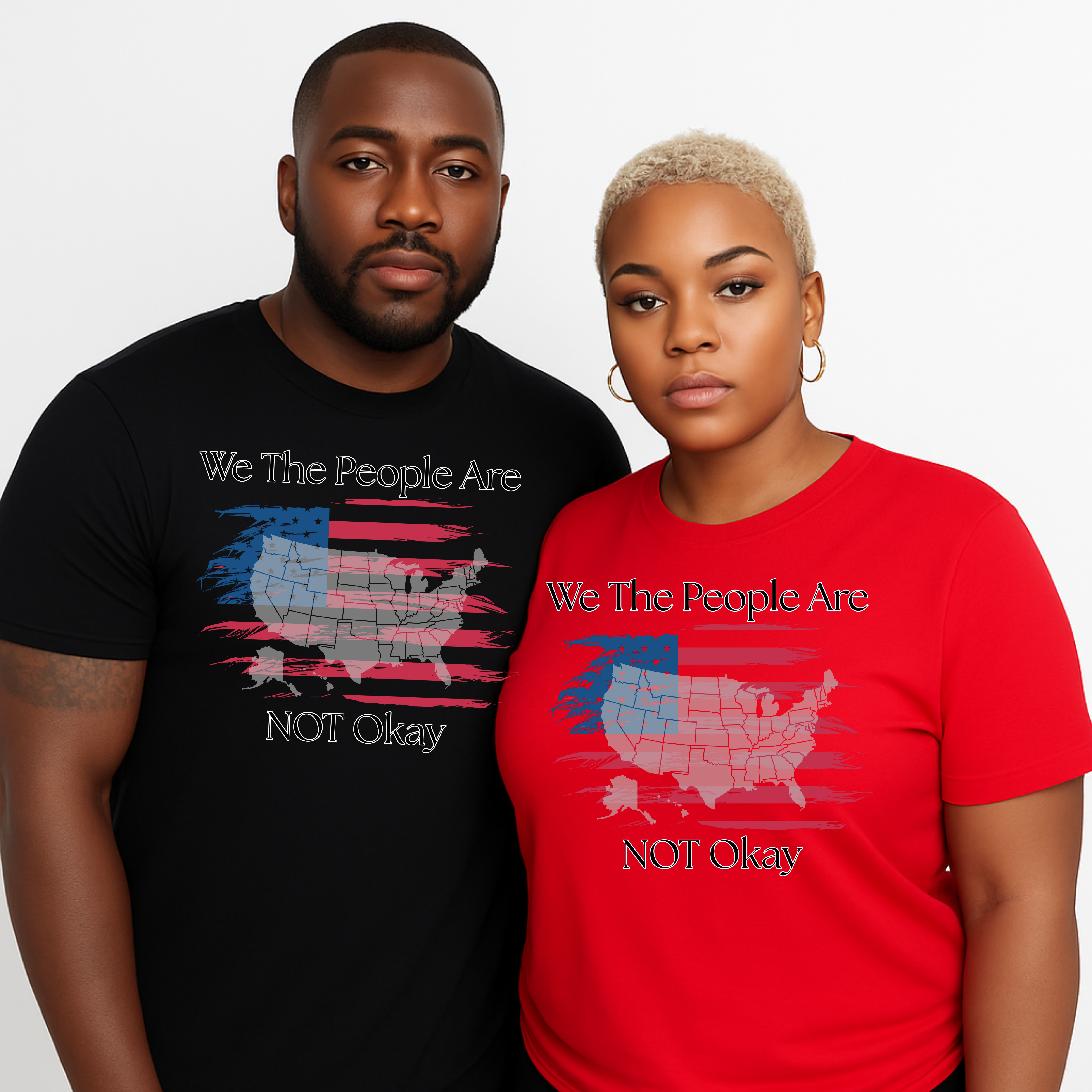 We The People Are NOT Okay Flag T-Shirt — Patriotic Protest Tee product thumbnail image