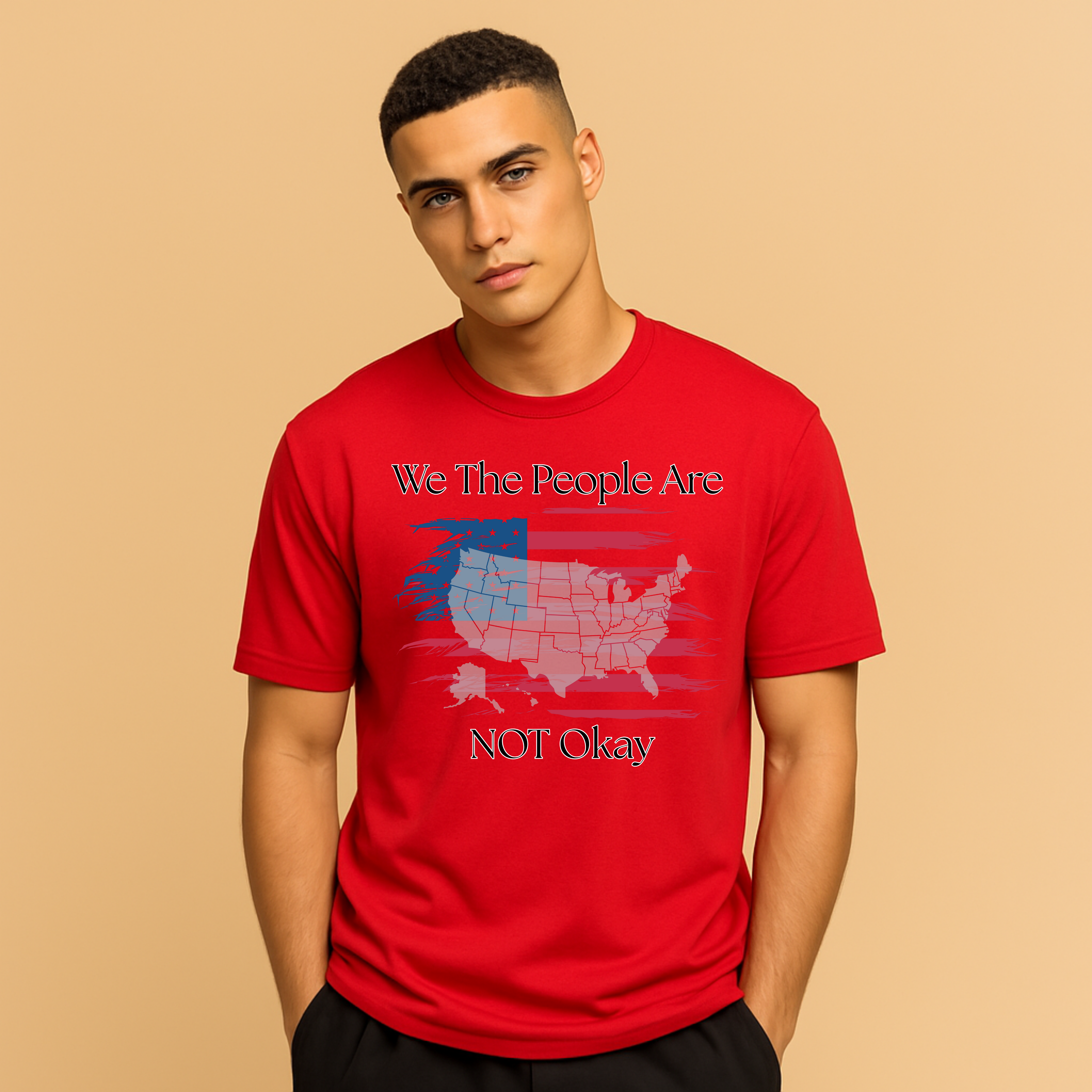 We The People Are NOT Okay Flag T-Shirt — Patriotic Protest Tee product thumbnail image We The People Are NOT Okay Flag T-Shirt — Patriotic Protest Tee product thumbnail image