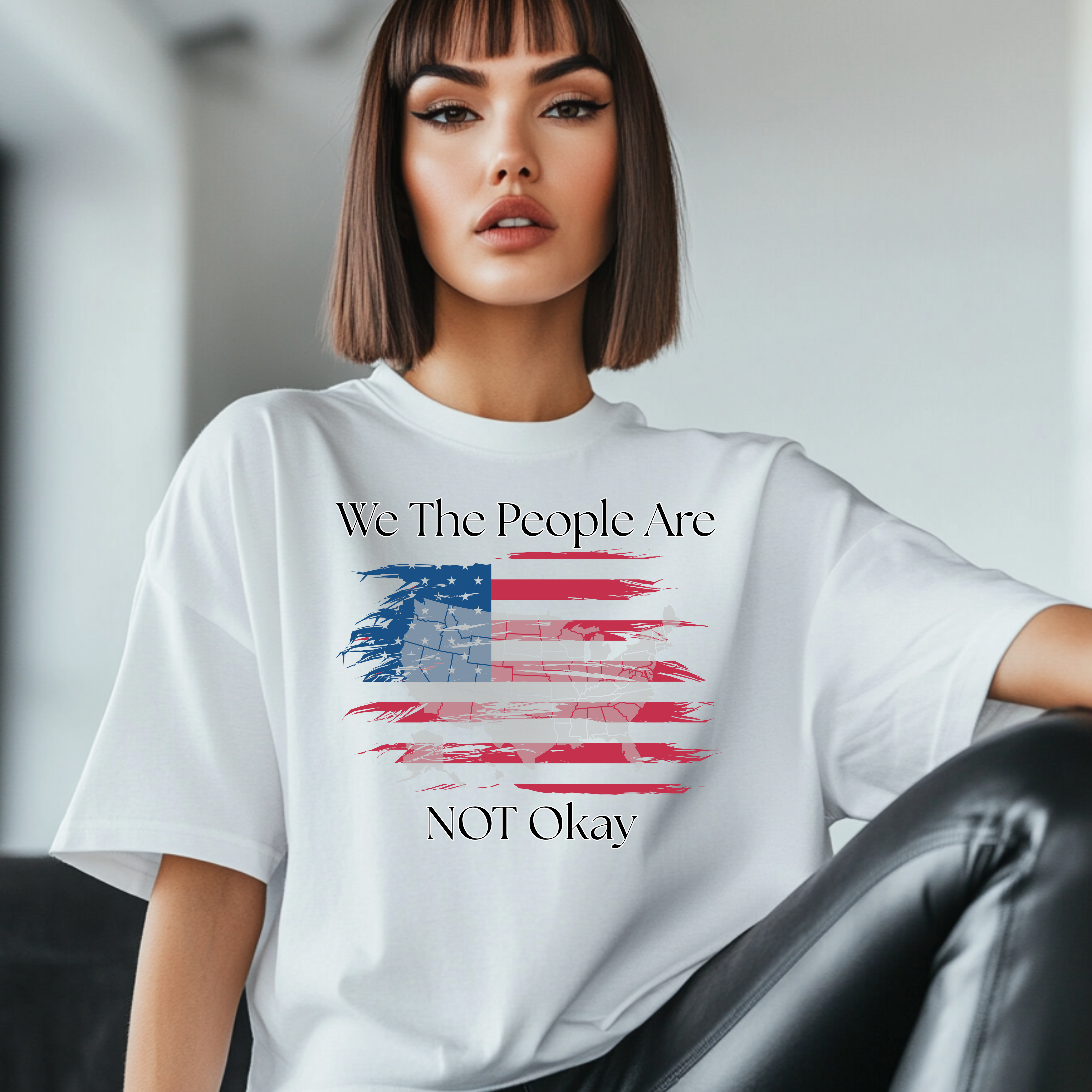 We The People Are NOT Okay Flag T-Shirt — Patriotic Protest Tee product thumbnail image We The People Are NOT Okay Flag T-Shirt — Patriotic Protest Tee product thumbnail image