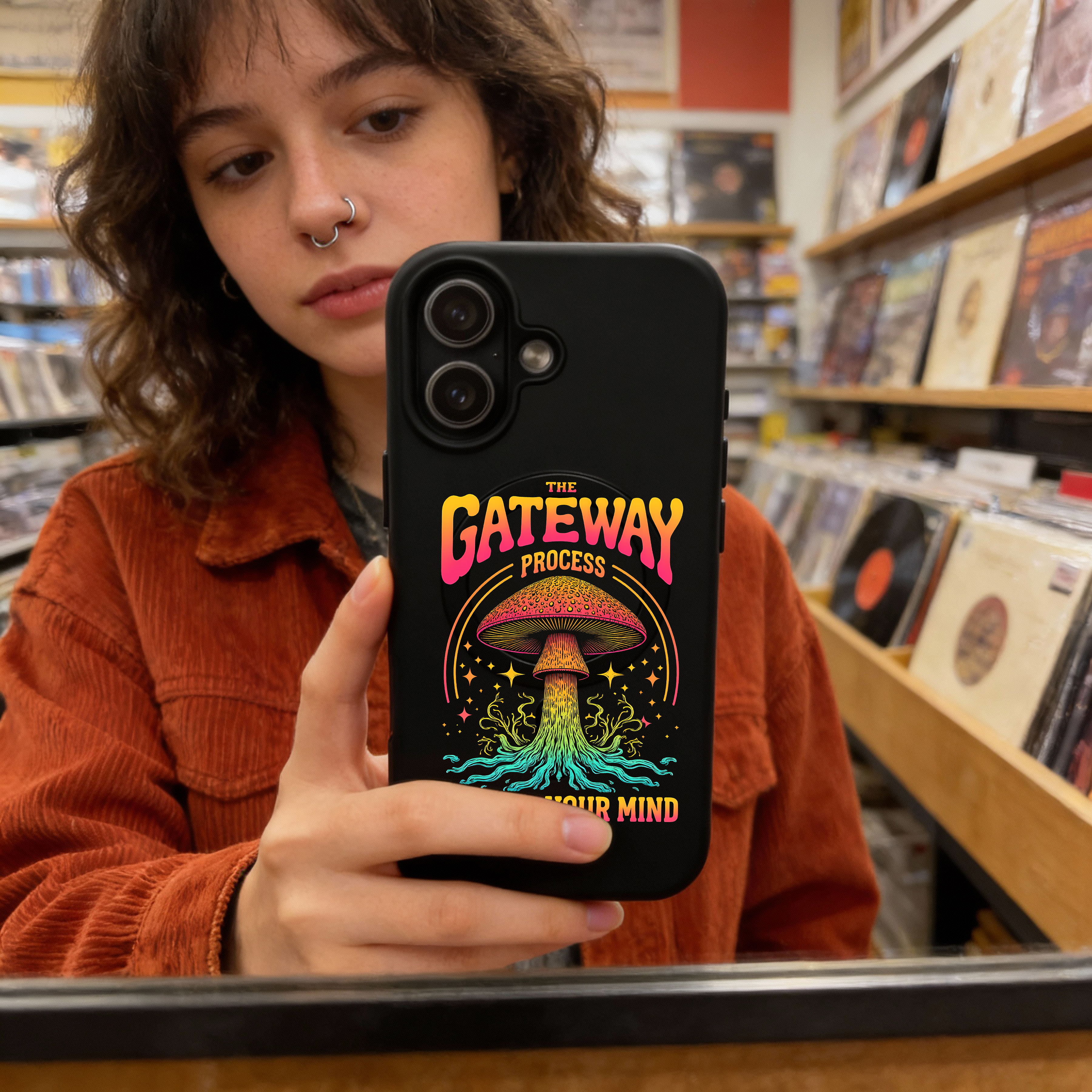 The Gateway Process MagSafe Case | Tough Glossy iPhone 17 | Esoteric Mushroom Art & Astral Projection Aesthetics | Reality Glitch Armor product thumbnail image The Gateway Process MagSafe Case | Tough Glossy iPhone 17 | Esoteric Mushroom Art & Astral Projection Aesthetics | Reality Glitch Armor product thumbnail image