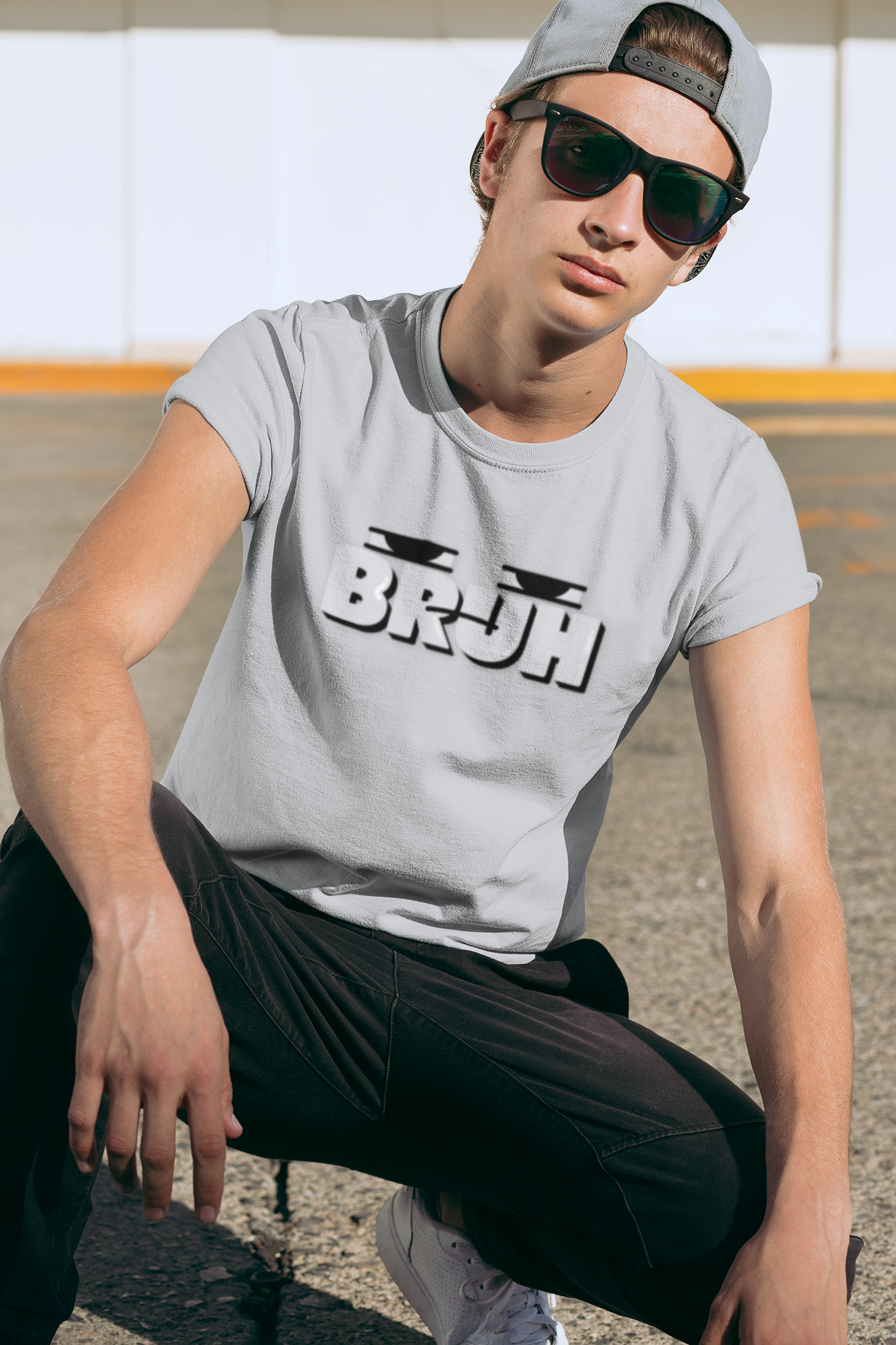 Bruh Face T-Shirt — Funny Graphic Tee with Raised Text