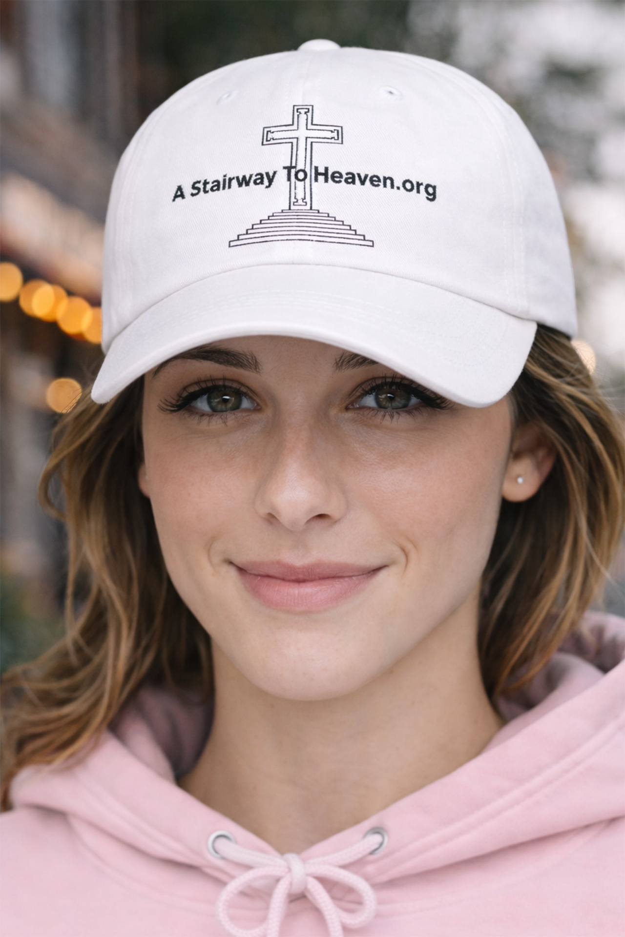 USA Gift Mall - Stairway To Heaven - Christian Dad Cap - "A Stairway To Heaven.org" Cross Embroidered Baseball Hat product thumbnail image