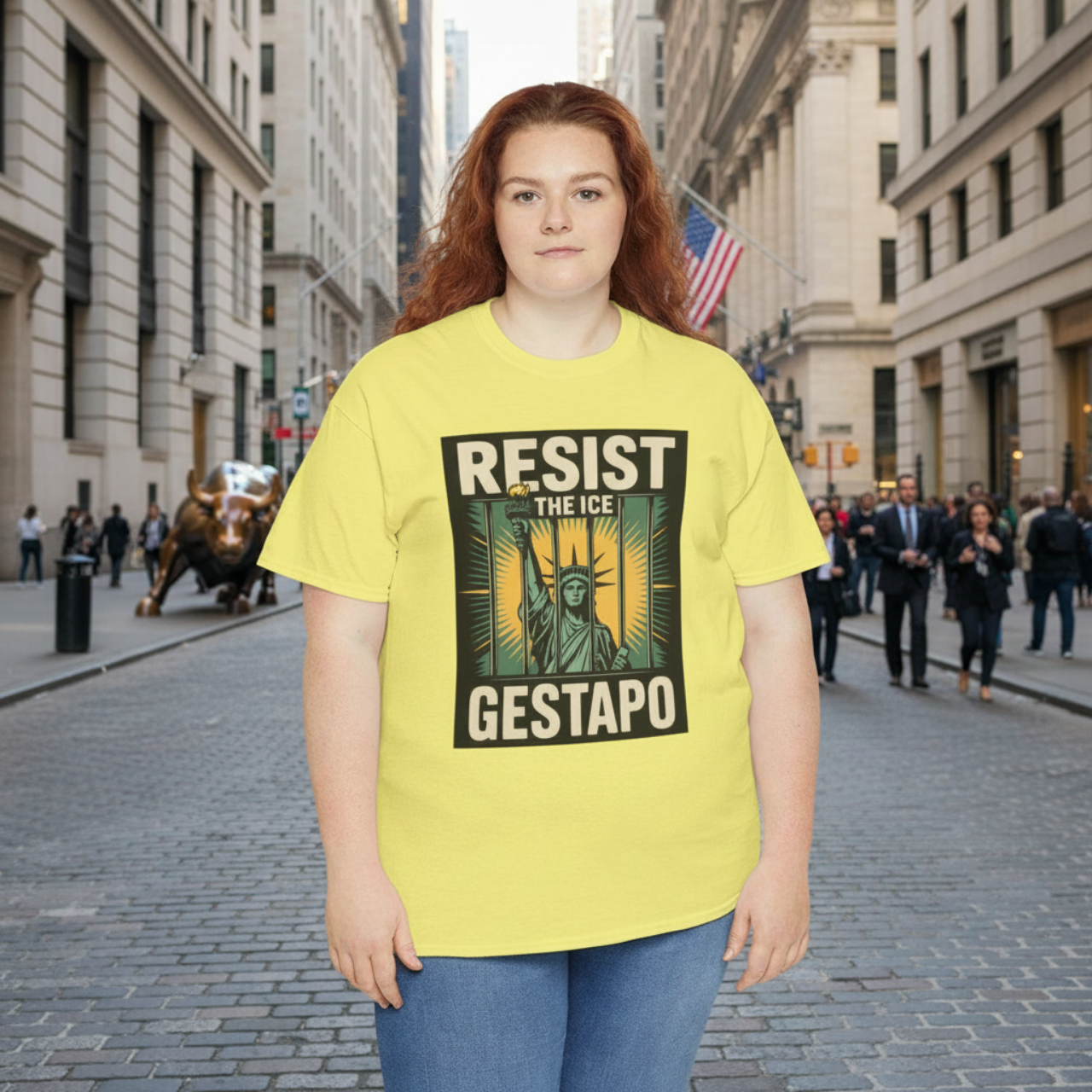 Resist the ICE Gestapo Tee — Statue of Liberty Behind Bars Protest T-Shirt product thumbnail image Resist the ICE Gestapo Tee — Statue of Liberty Behind Bars Protest T-Shirt product thumbnail image