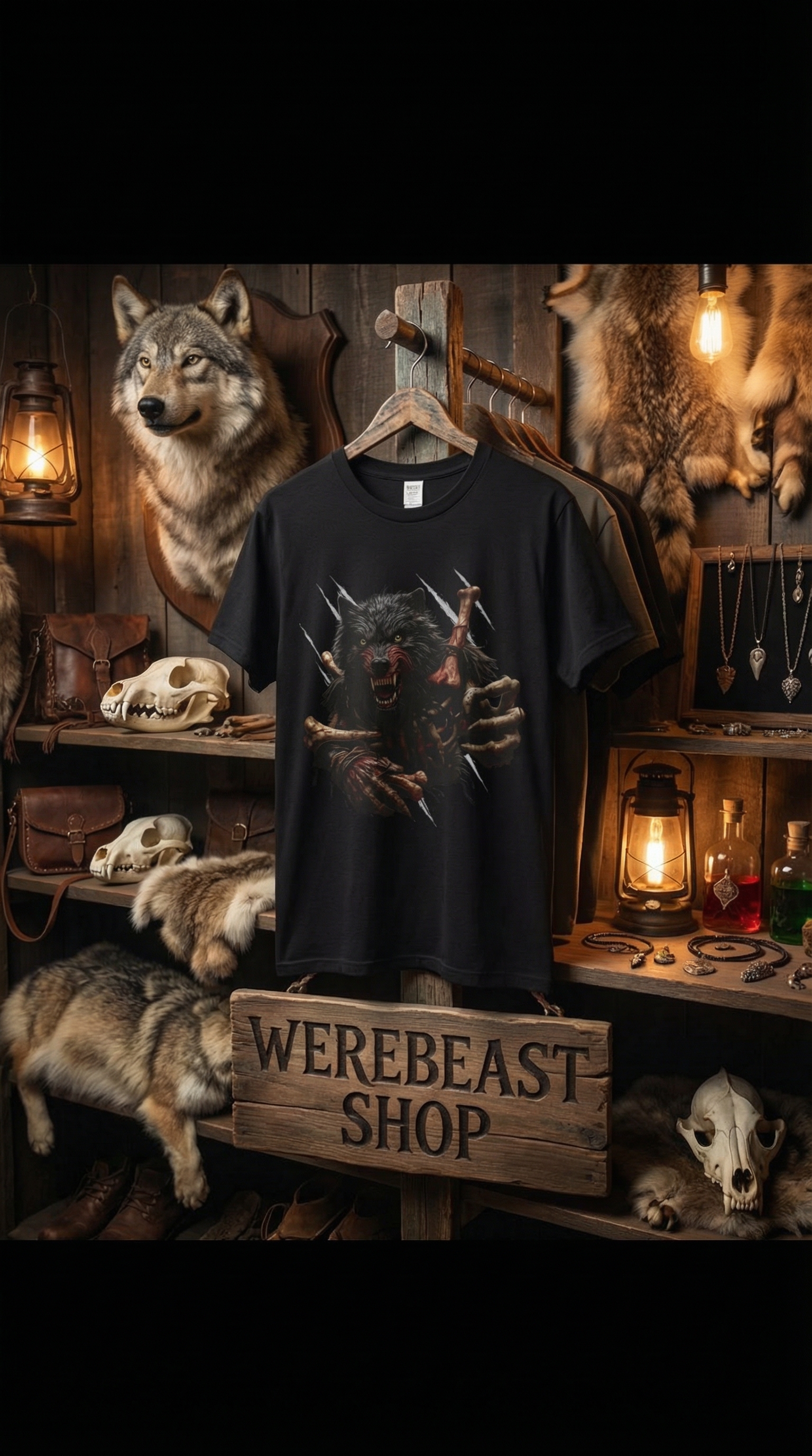 WereBeast Werewolf Tee. Graphic T-shirt - Spooky Apparel, Monster Themed Gift, Unisex Horror Tee, Perfect for Parties, Summer Style product thumbnail image