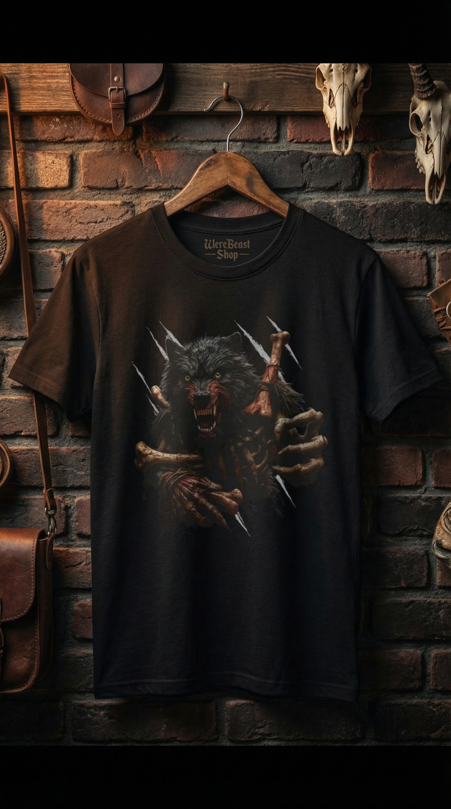 WereBeast Werewolf Tee. Graphic T-shirt - Spooky Apparel, Monster Themed Gift, Unisex Horror Tee, Perfect for Parties, Summer Style product thumbnail image