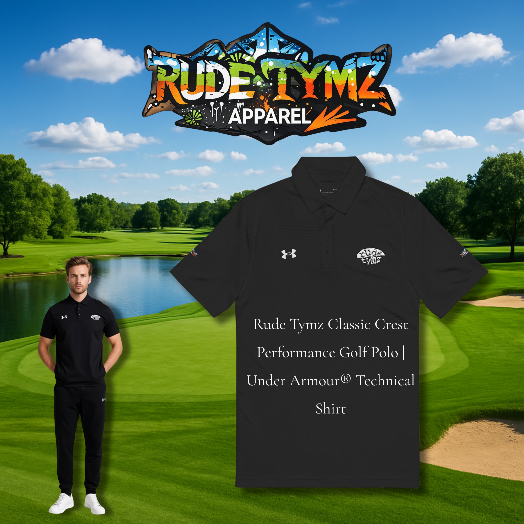 Rude Tymz Classic Crest Performance Golf Polo | Under Armour® Technical Shirt for Men