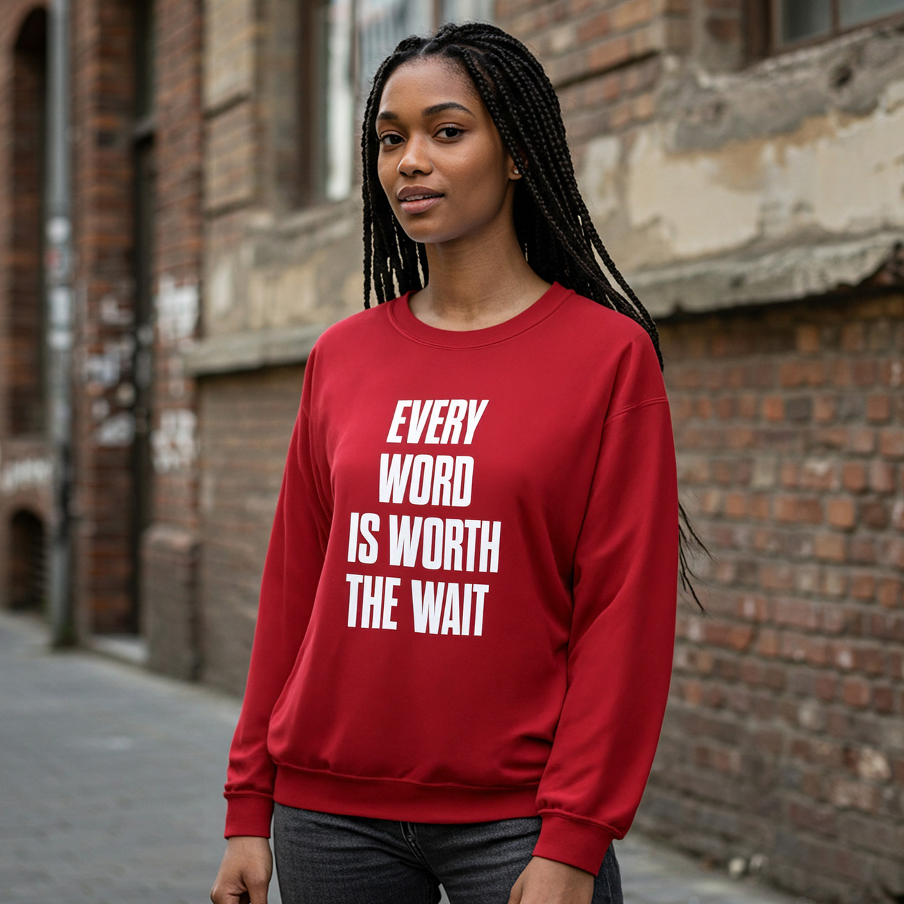 Every Word Is Worth The Wait Crewneck Sweatshirt — Inspirational Quote Pullover