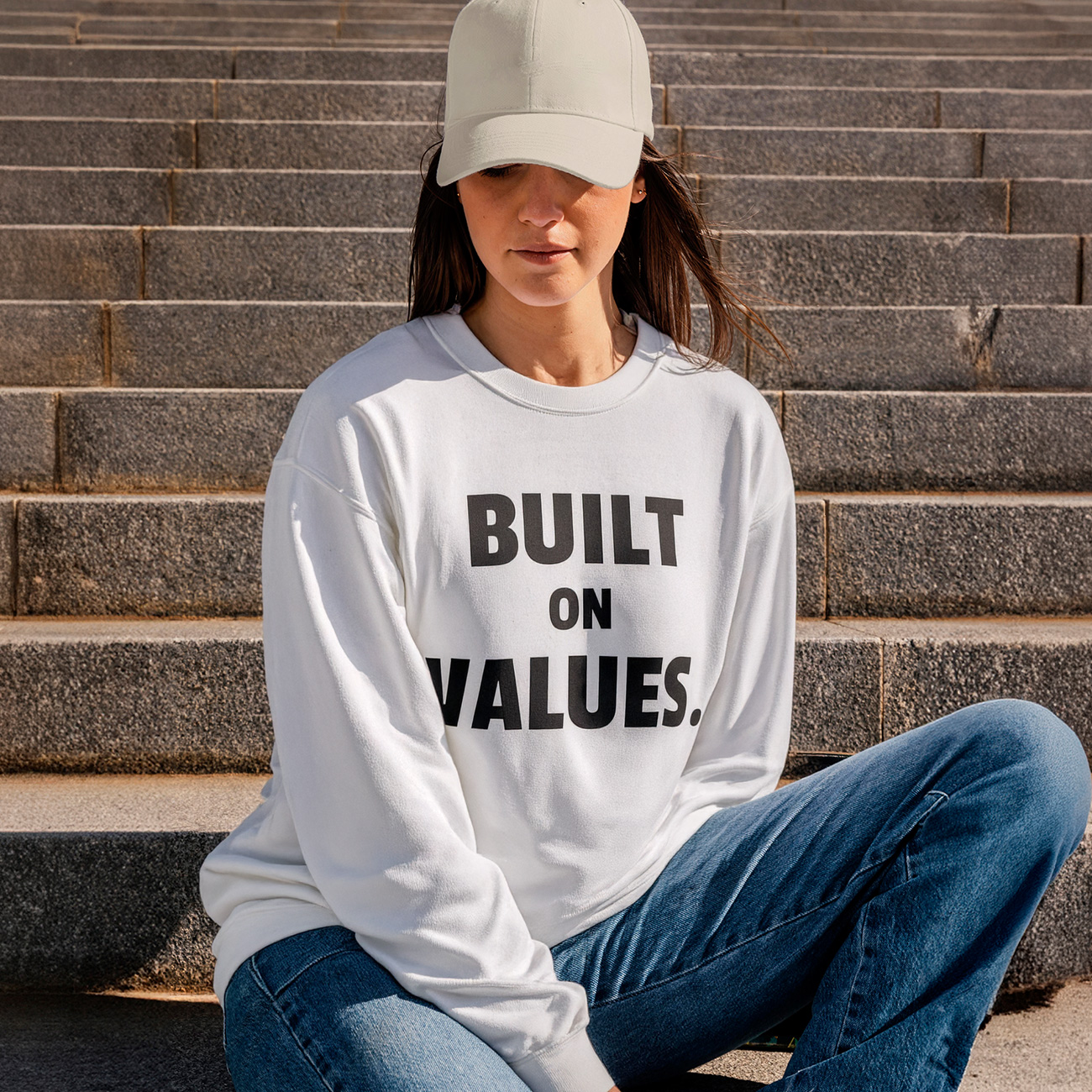 Built on Values Crewneck Sweatshirt — Motivational Graphic Pullover product thumbnail image