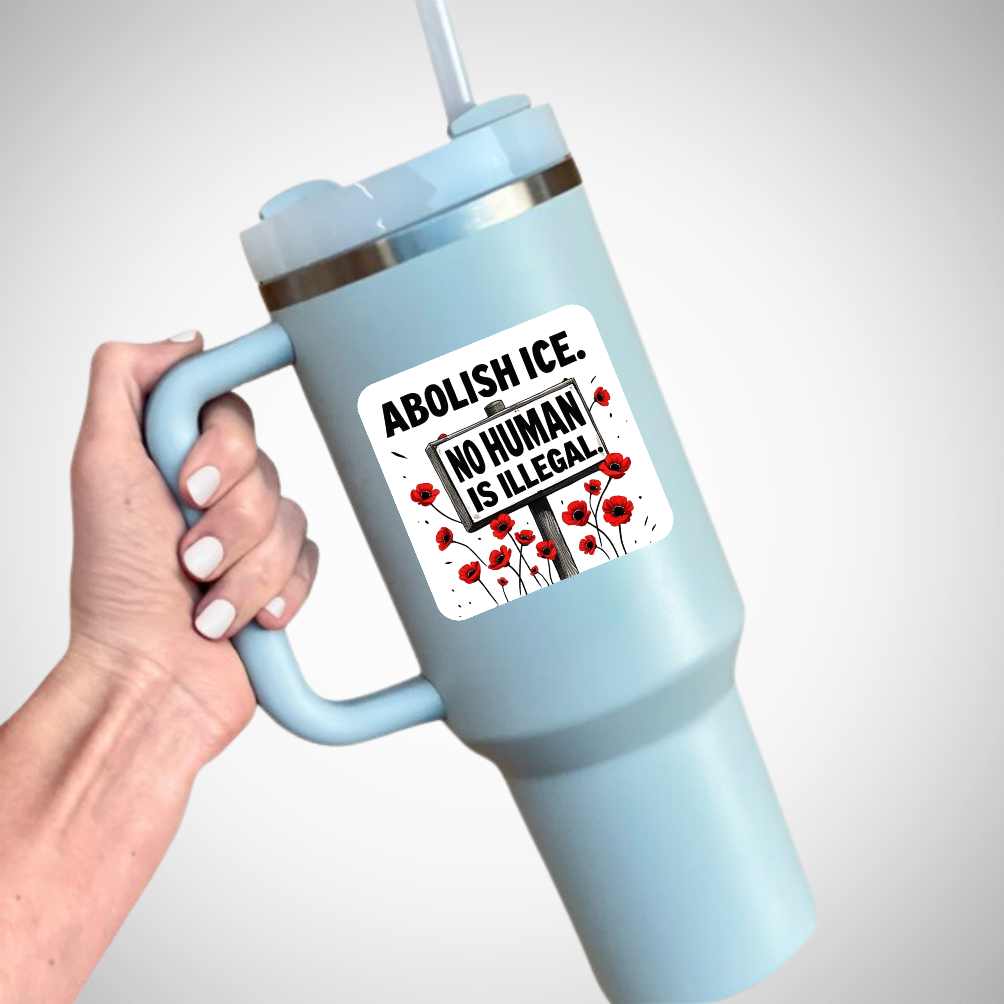 Square Sticker — "Abolish ICE: No Human Is Illegal" Political Advocacy Design product thumbnail image Square Sticker — "Abolish ICE: No Human Is Illegal" Political Advocacy Design product thumbnail image