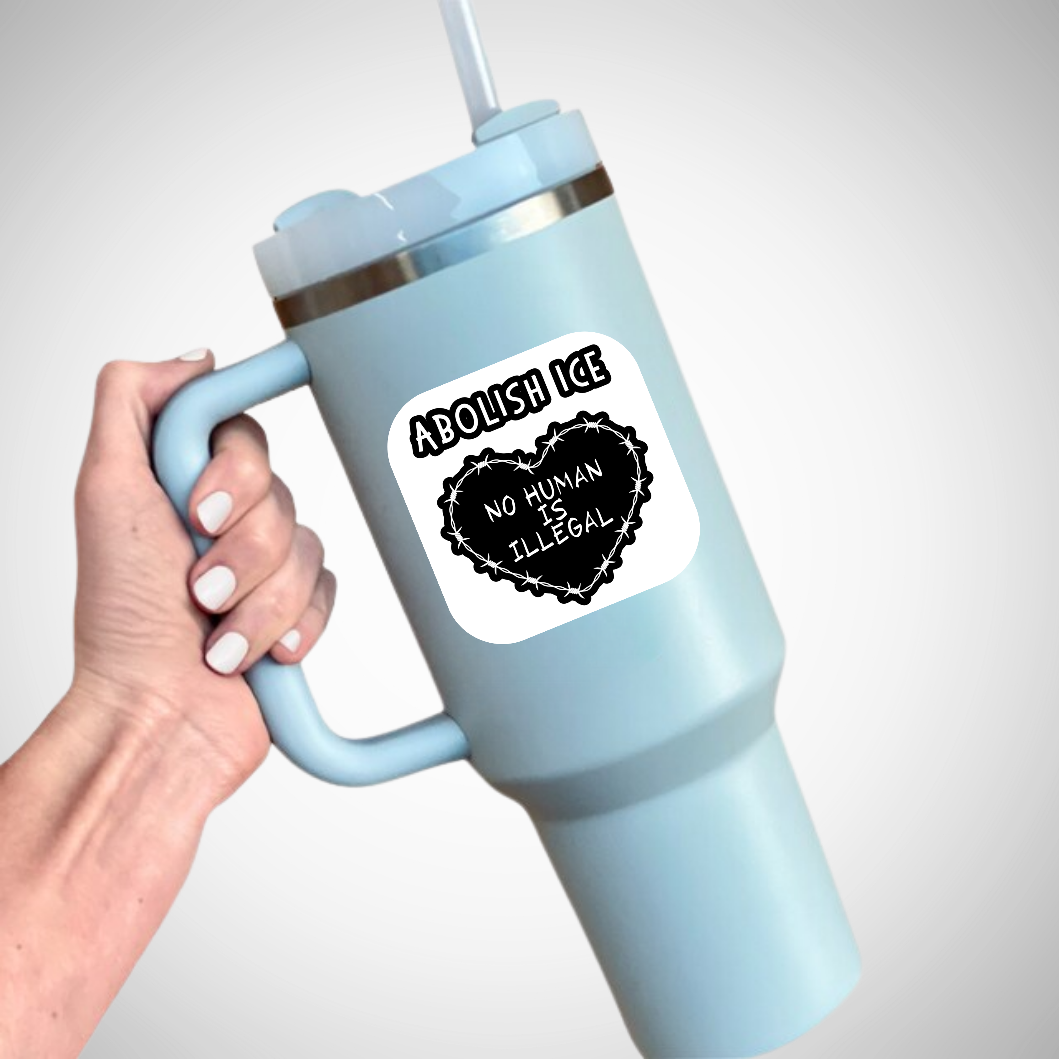 Square Sticker - Abolish ICE: No Human Is Illegal" Black Heart product thumbnail image Square Sticker - Abolish ICE: No Human Is Illegal" Black Heart product thumbnail image