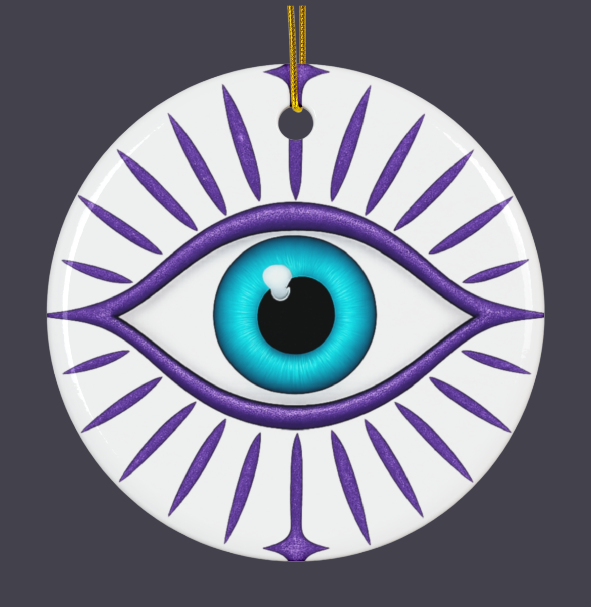 Evil Eye Protection Ornament – Blue Mystic Eye Ceramic Holiday Decor by CarmaQuanTarot (2 sided) product thumbnail image