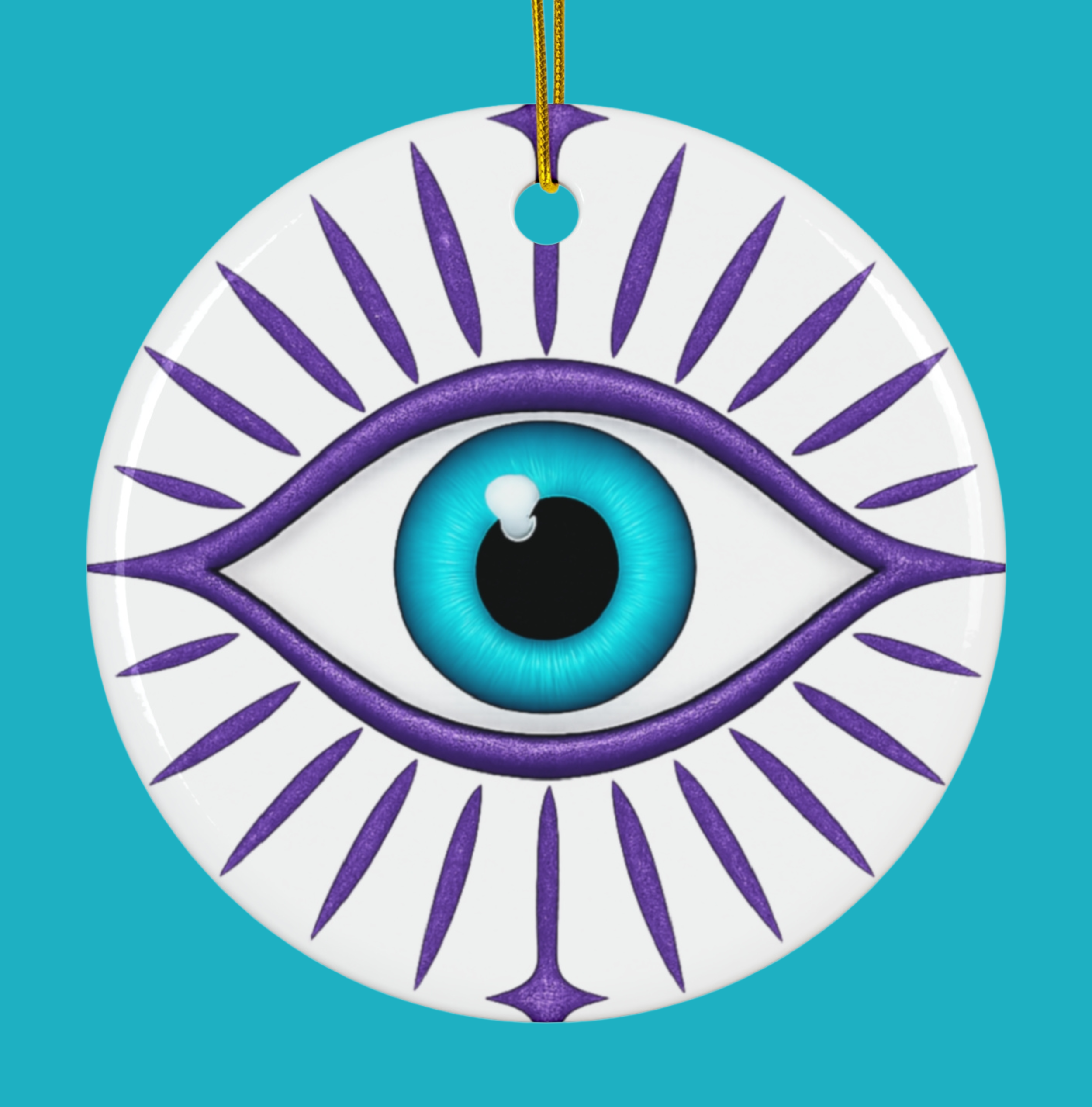 Evil Eye Protection Ornament – Blue Mystic Eye Ceramic Holiday Decor by CarmaQuanTarot (2 sided) product thumbnail image Evil Eye Protection Ornament – Blue Mystic Eye Ceramic Holiday Decor by CarmaQuanTarot (2 sided) product thumbnail image