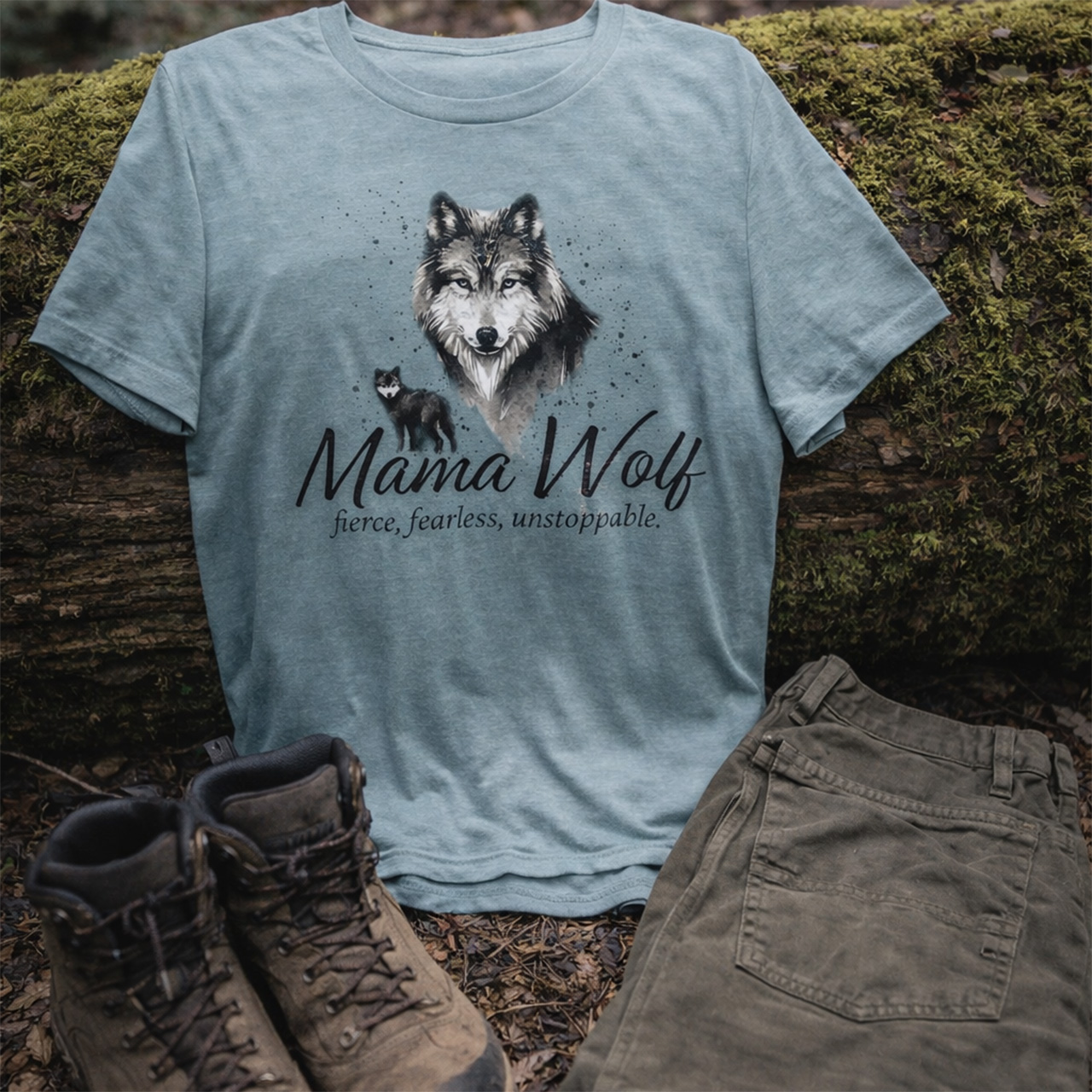 Mama Wolf Tee – Fierce, Fearless, Unstoppable | Wolf & Cub Graphic Mom Shirt | Outdoor + Everyday Comfort product thumbnail image Mama Wolf Tee – Fierce, Fearless, Unstoppable | Wolf & Cub Graphic Mom Shirt | Outdoor + Everyday Comfort product thumbnail image