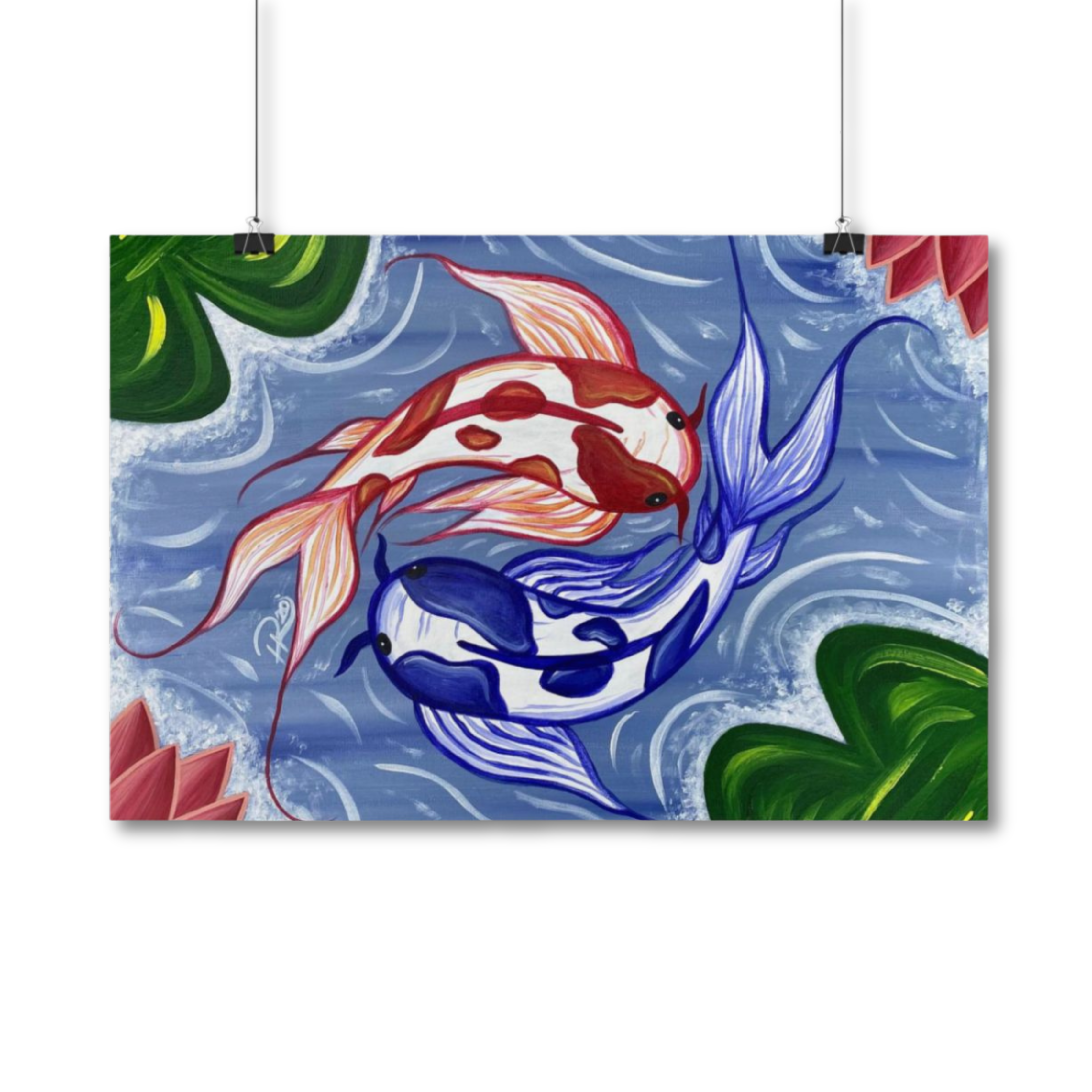 Fire and Ice Yin Yang Koi Fish Art Poster Print Giclée Rolled Wall Art product thumbnail image