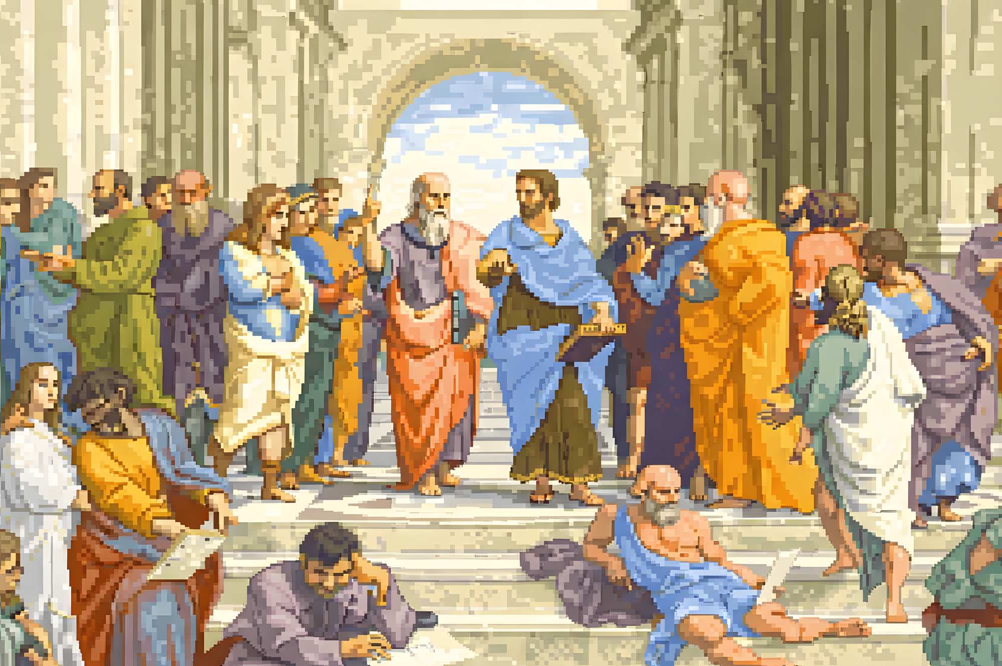 School of Athens 8-Bit Hoodie product thumbnail image School of Athens 8-Bit Hoodie product thumbnail image