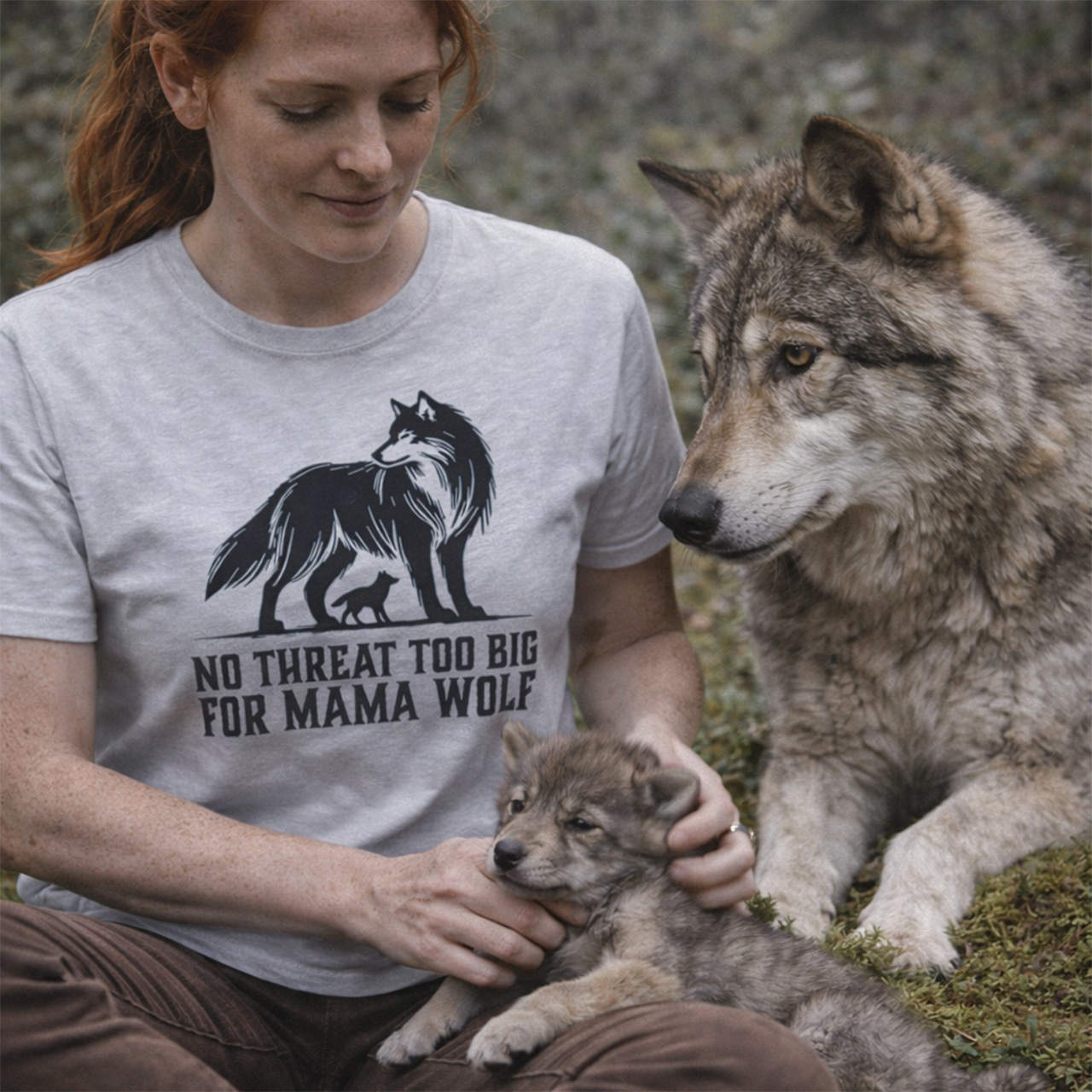 Wolf Mom Shirt | No Threat Too Big for Mama Wolf | Gift for Moms + Wolf Lovers