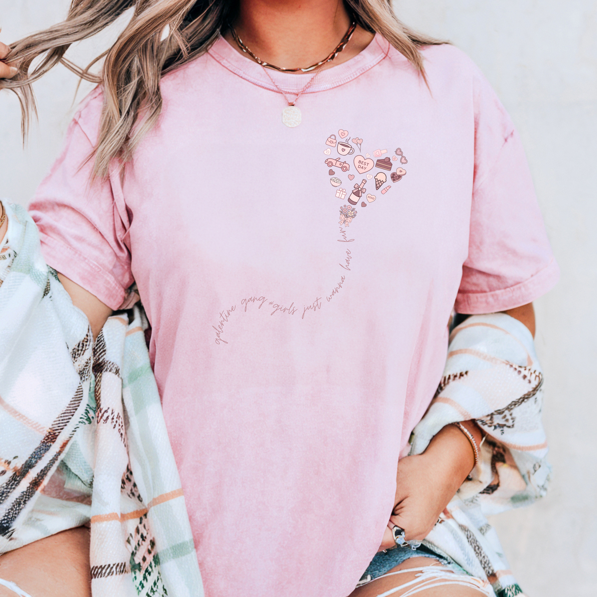 Heart Kite Tee Galentine Gang Girls Just Wanna Have Fun